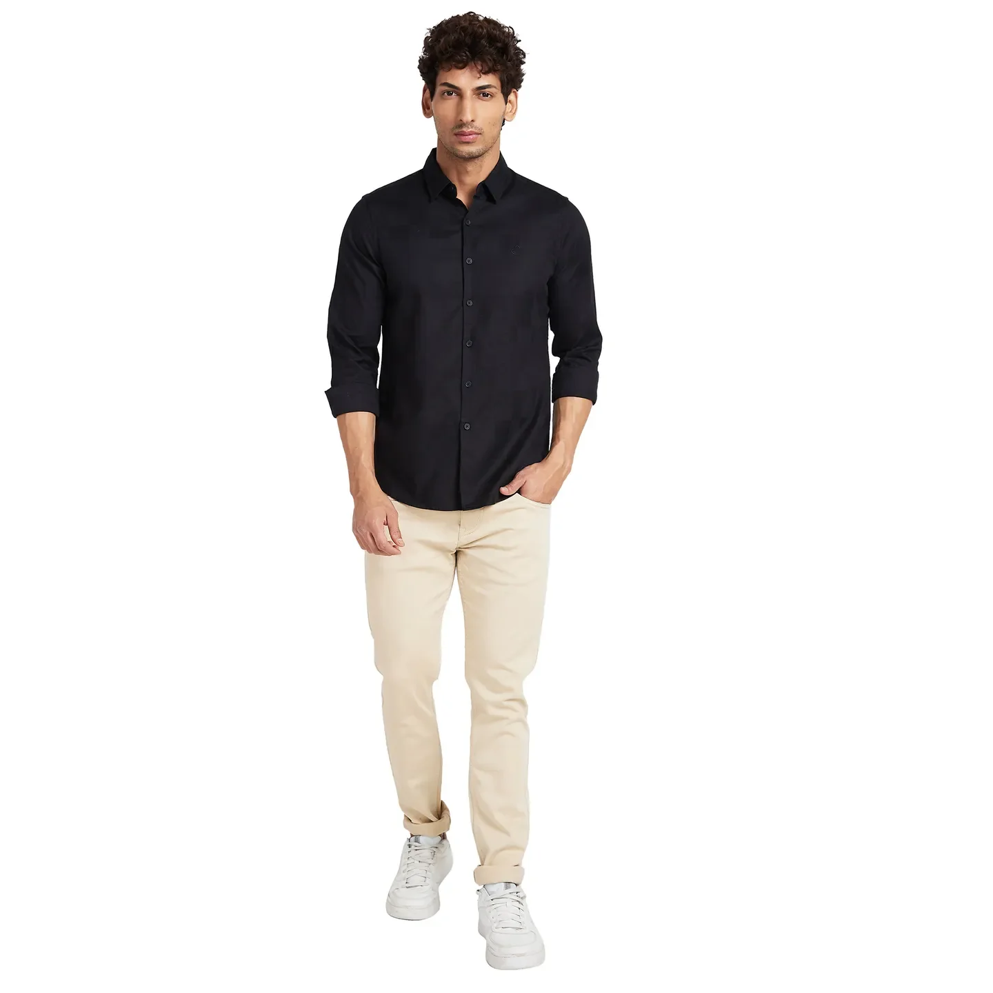 Black Slim Fit Regular Collar Men's Shirt by Being Human Clothing - Image 2