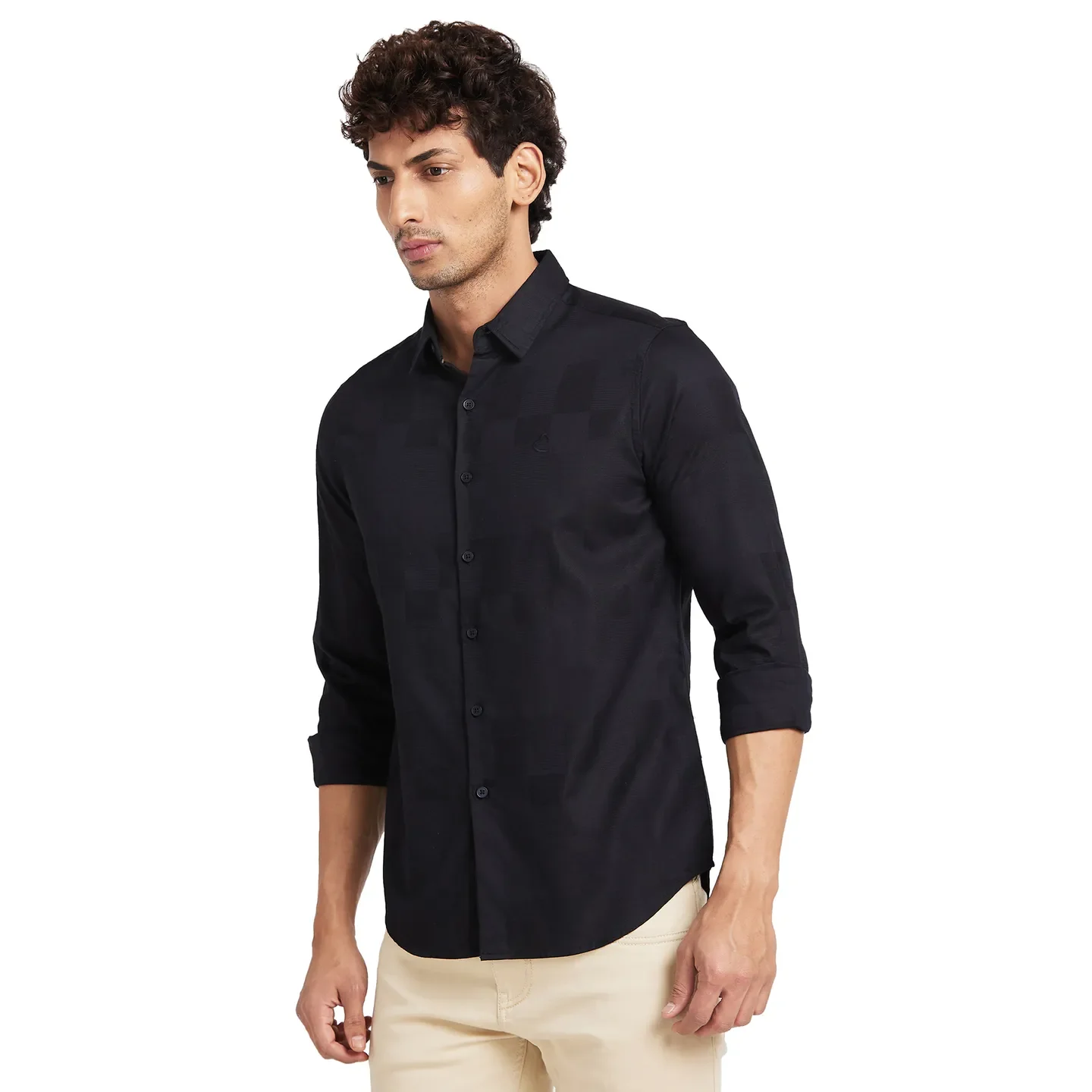 Black Slim Fit Regular Collar Men's Shirt by Being Human Clothing - Image 3