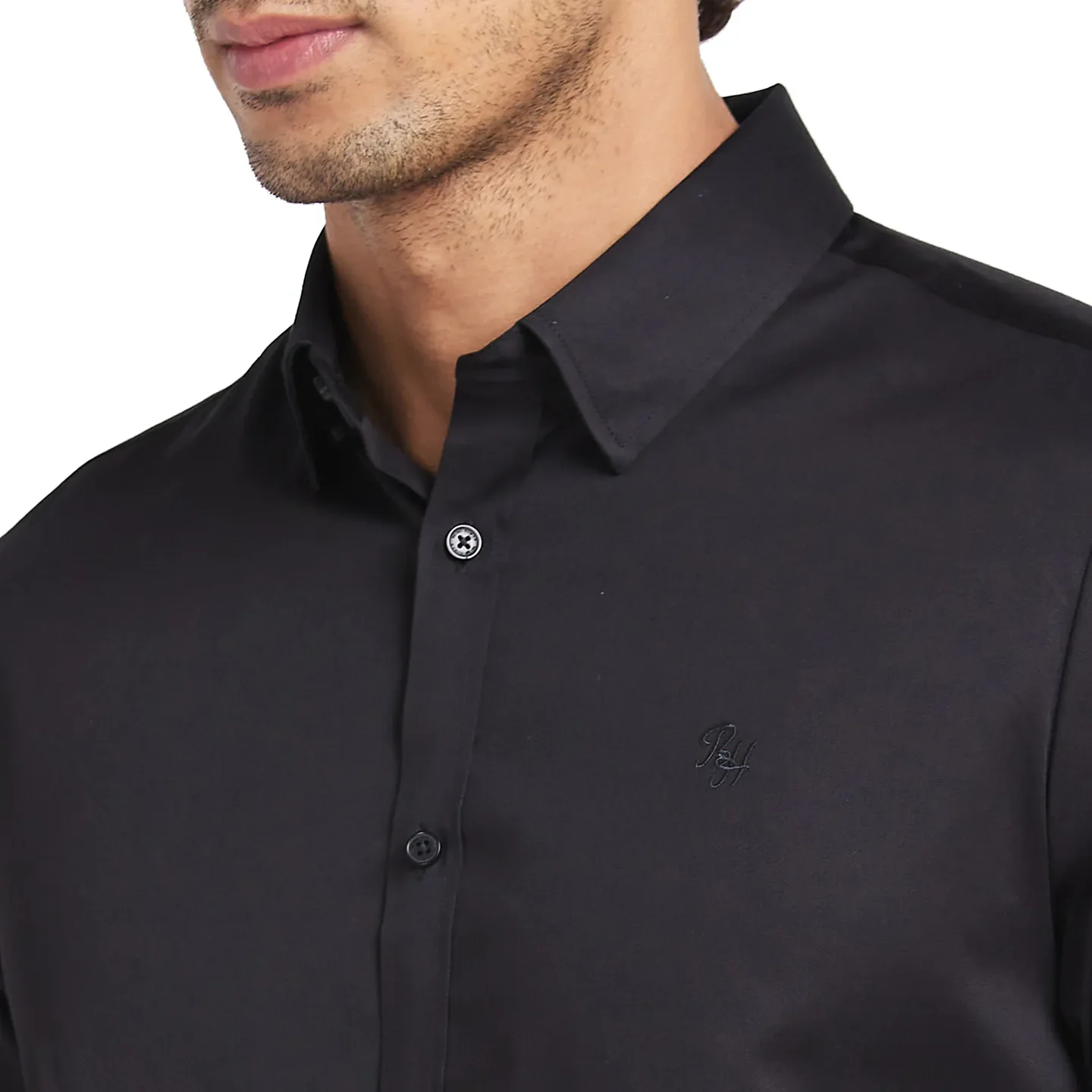 Black Slim Fit Regular Collar Men's Shirt by Being Human Clothing - Image 5