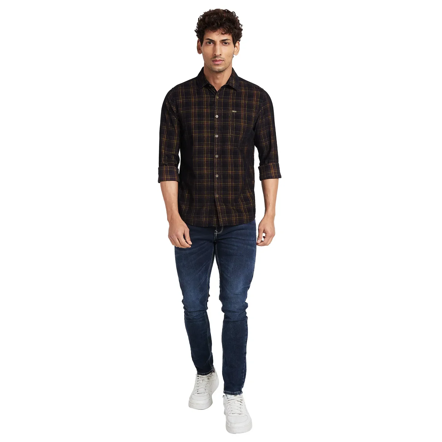 Black Slim Straight Fit Regular Collar Long Sleeves Men's Shirt by Being Human Clothing - Image 2