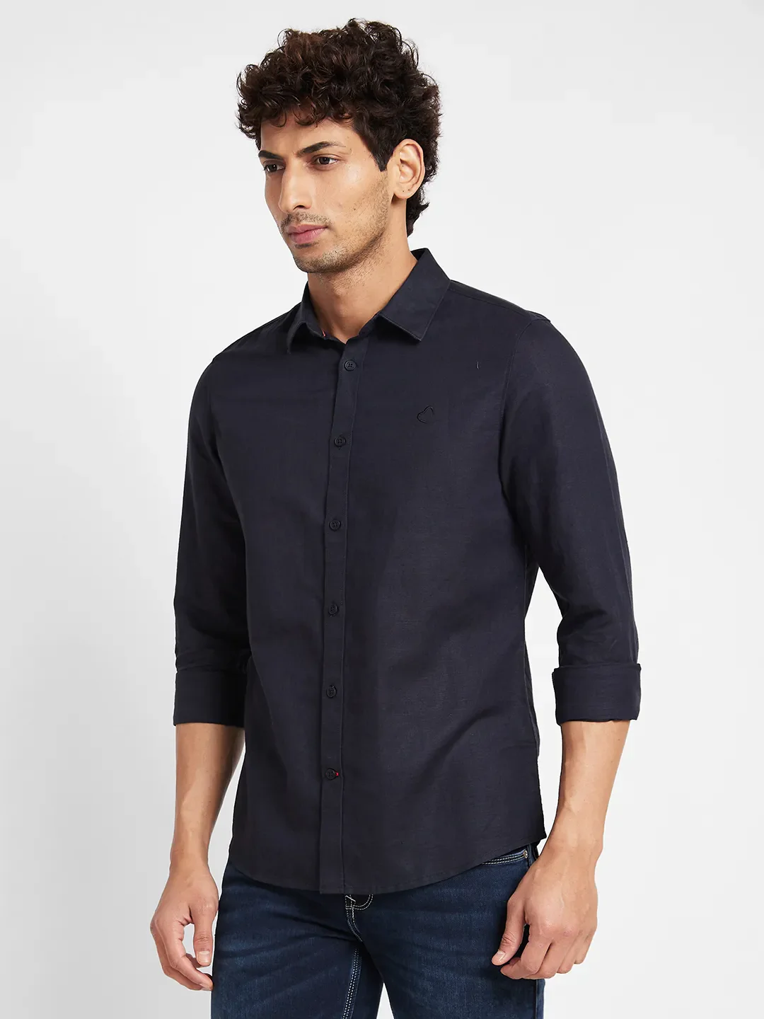 Black Slim Fit Regular Collar Men's Shirt by Being Human Clothing - Image 2