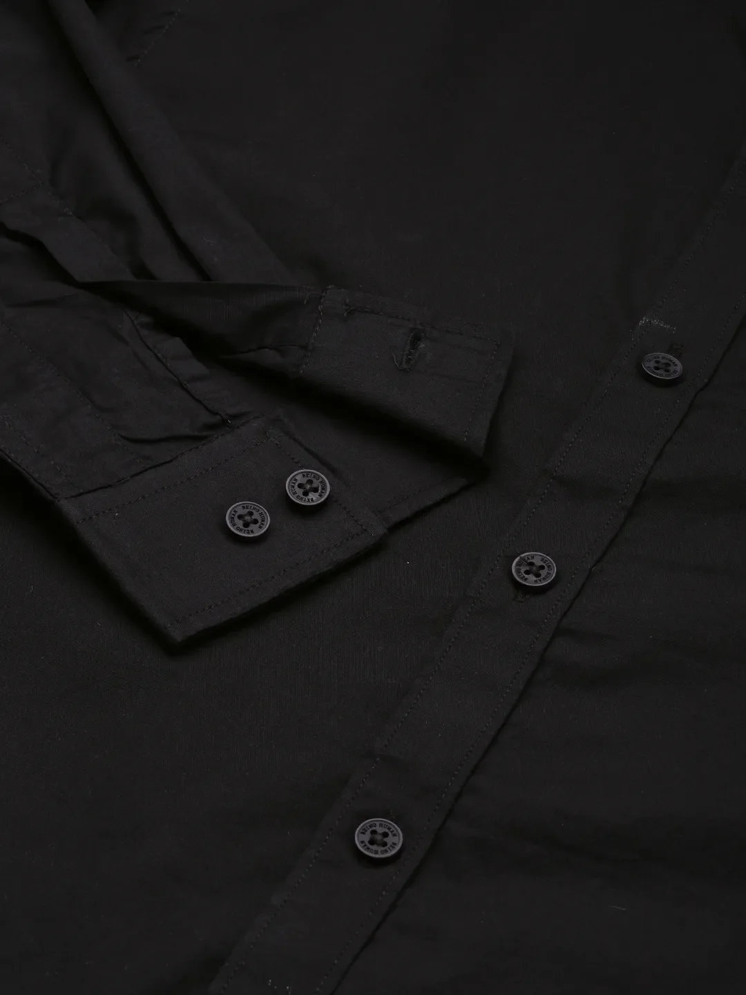 Black Super Slim Fit Mandarin Collar Long Sleeves Men's Shirt by Being Human Clothing - Image 4
