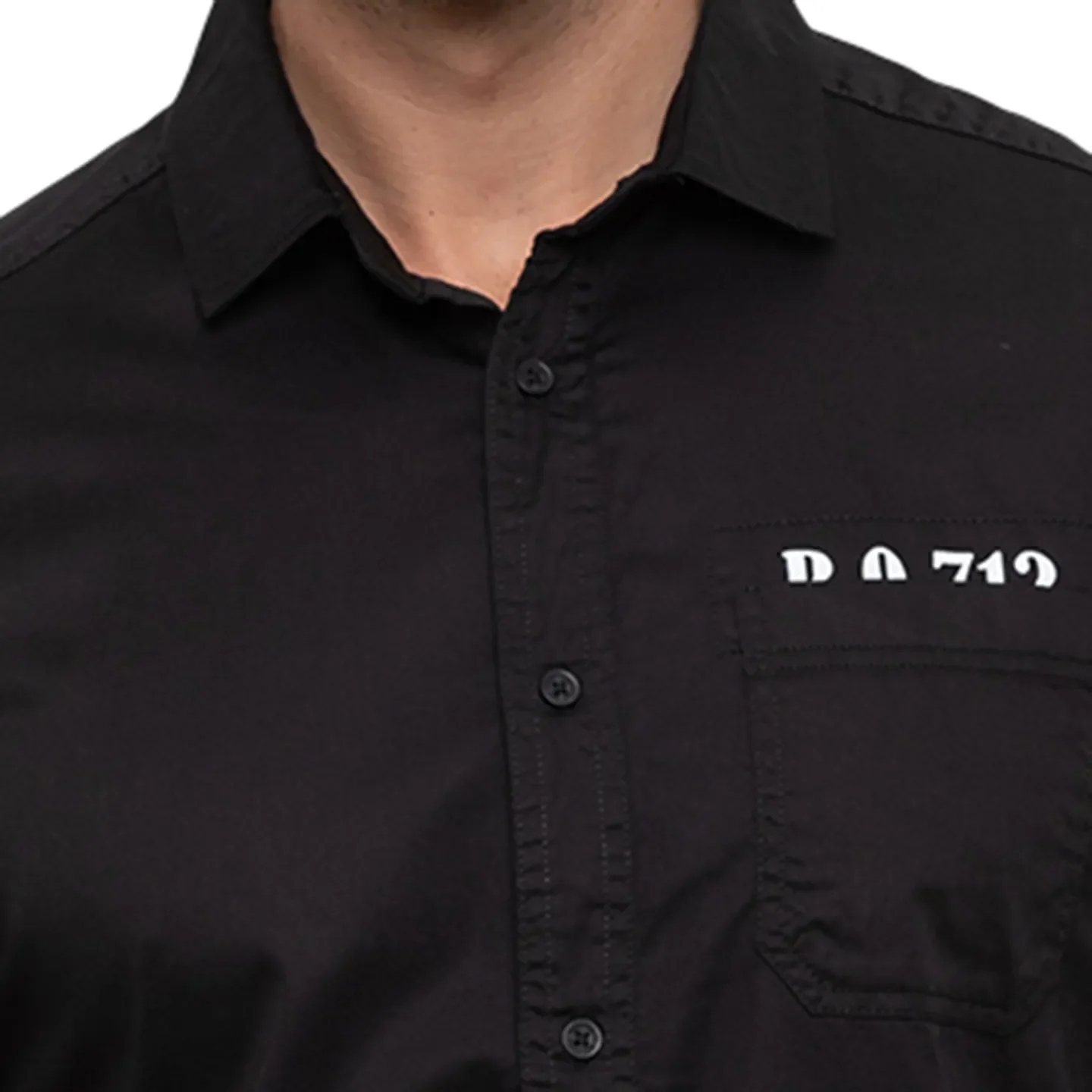 Black Slim Straight Fit Regular Collar Short Sleeves Cotton Men's Shirt by Being Human Clothing - Image 4