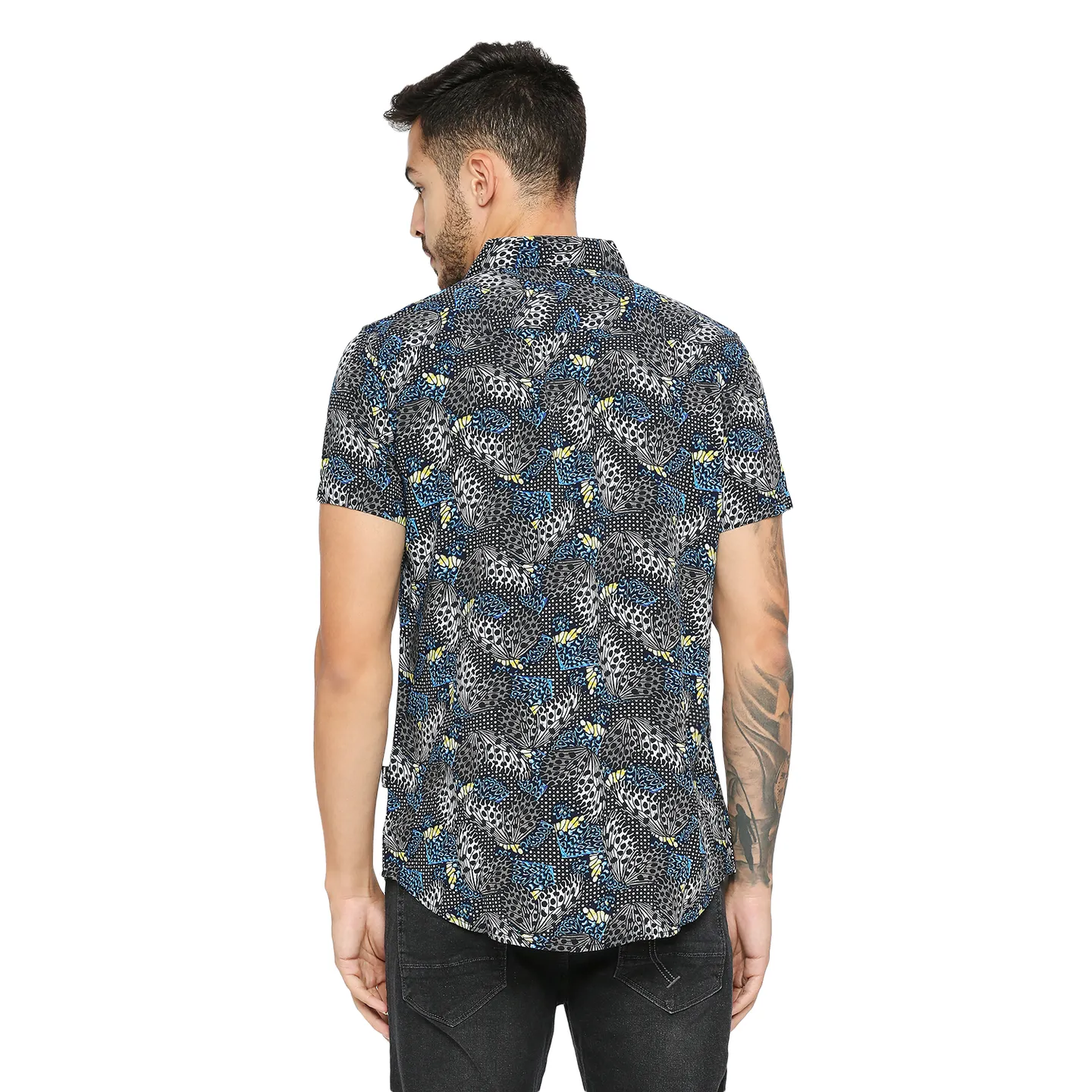 Black Slim Fit Regular Collar Men's Shirt by Being Human Clothing - Image 4