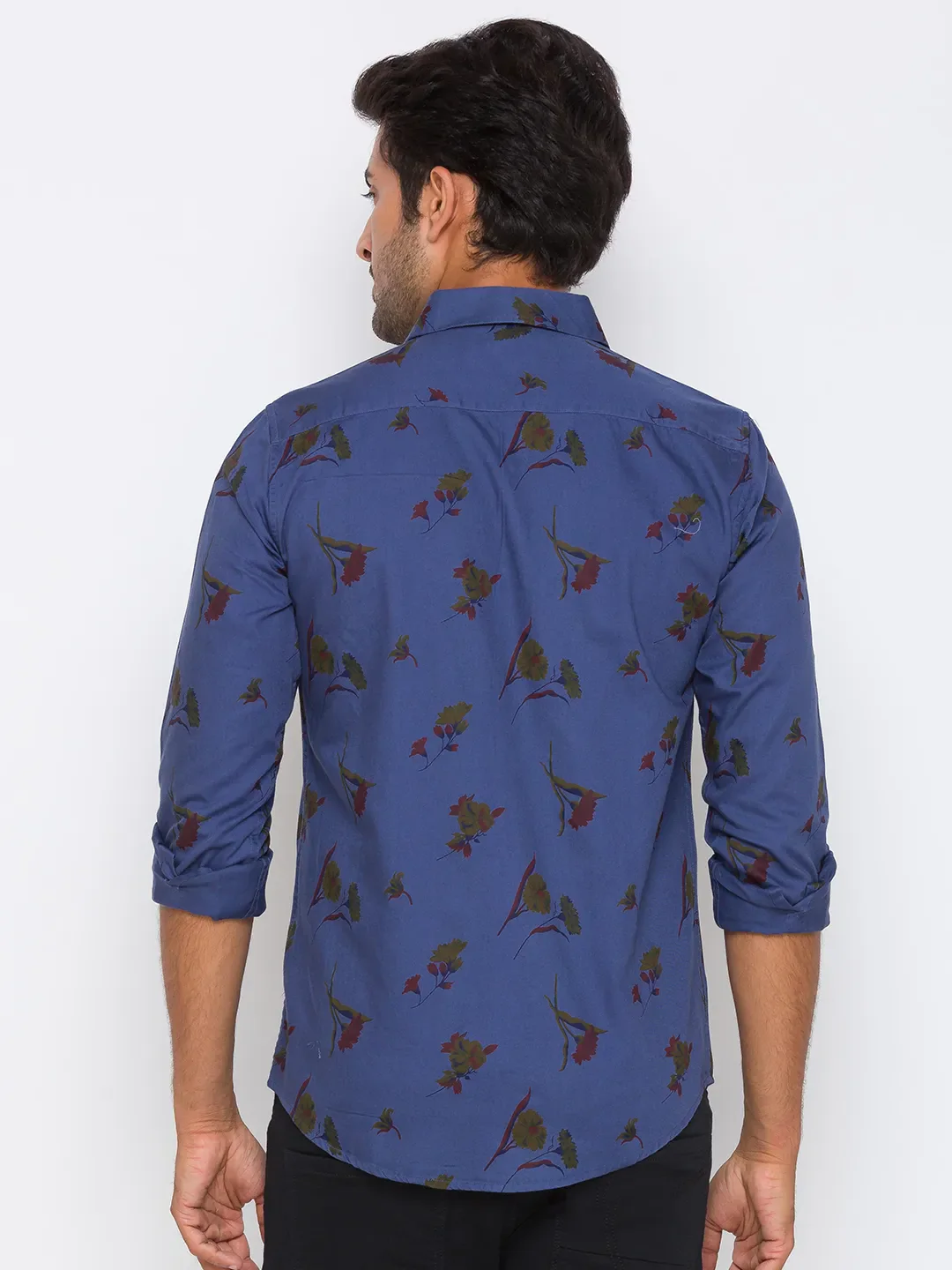 Blue Regular Fit Regular Collar Long Sleeves Cotton Men's Shirt by Being Human Clothing - Image 3