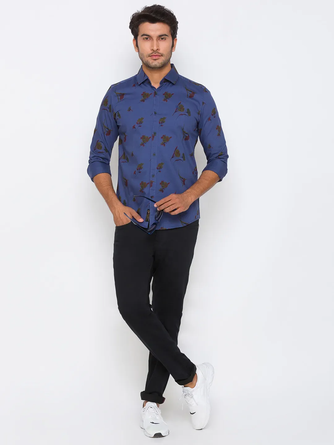 Blue Regular Fit Regular Collar Long Sleeves Cotton Men's Shirt by Being Human Clothing - Image 6