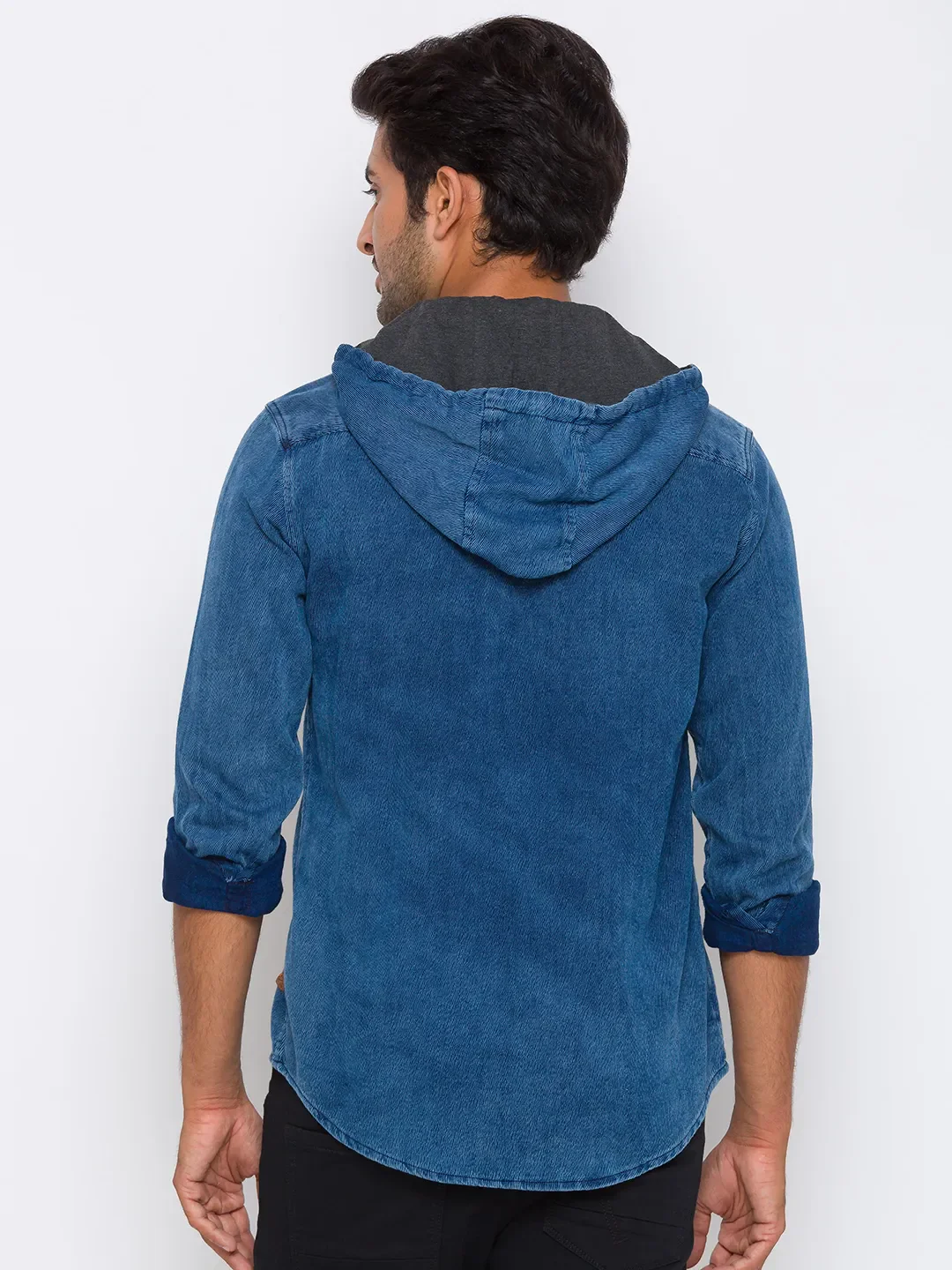 Blue Regular Fit Regular Collar Long Sleeves Cotton Men's Shirt by Being Human Clothing - Image 3