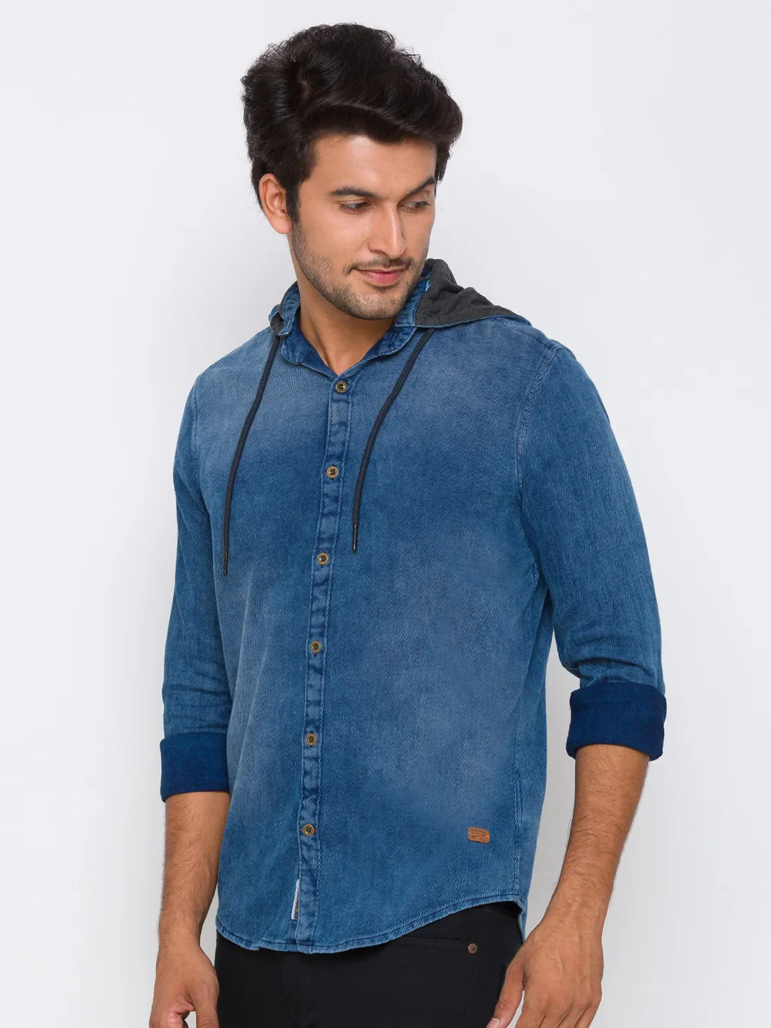 Blue Regular Fit Regular Collar Long Sleeves Cotton Men's Shirt by Being Human Clothing - Image 4