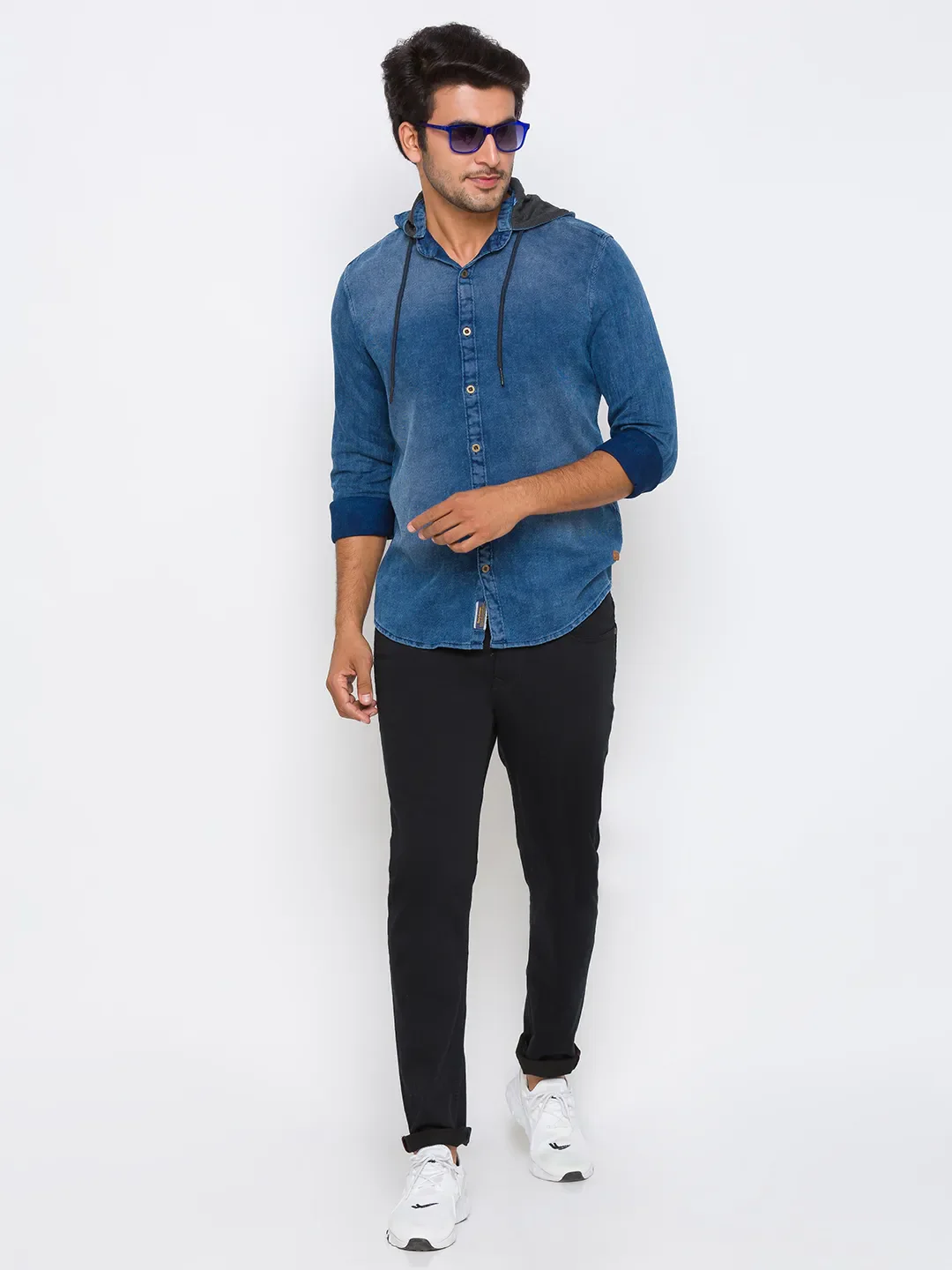 Blue Regular Fit Regular Collar Long Sleeves Cotton Men's Shirt by Being Human Clothing - Image 6
