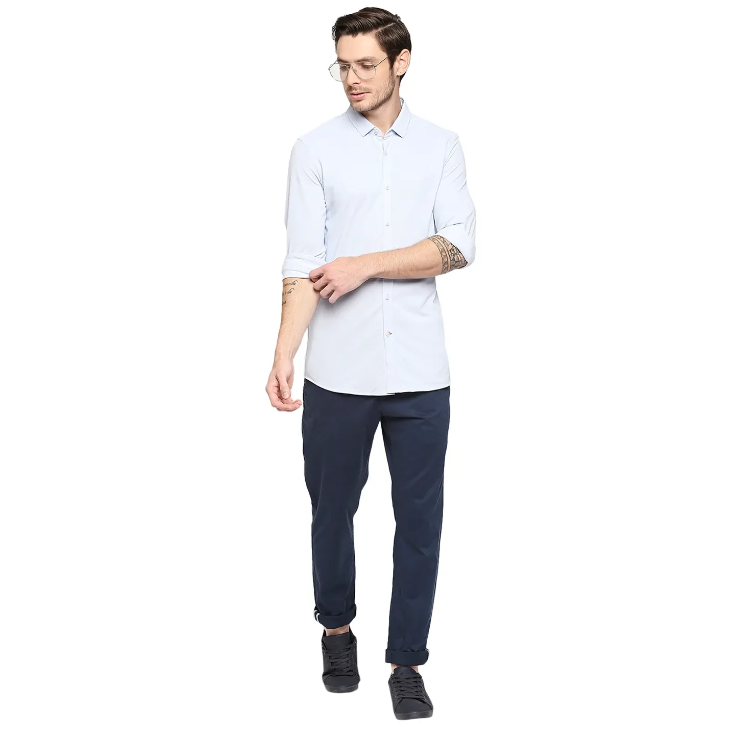 Blue Super Slim Fit Regular Collar Men's Shirt by Being Human Clothing - Image 6