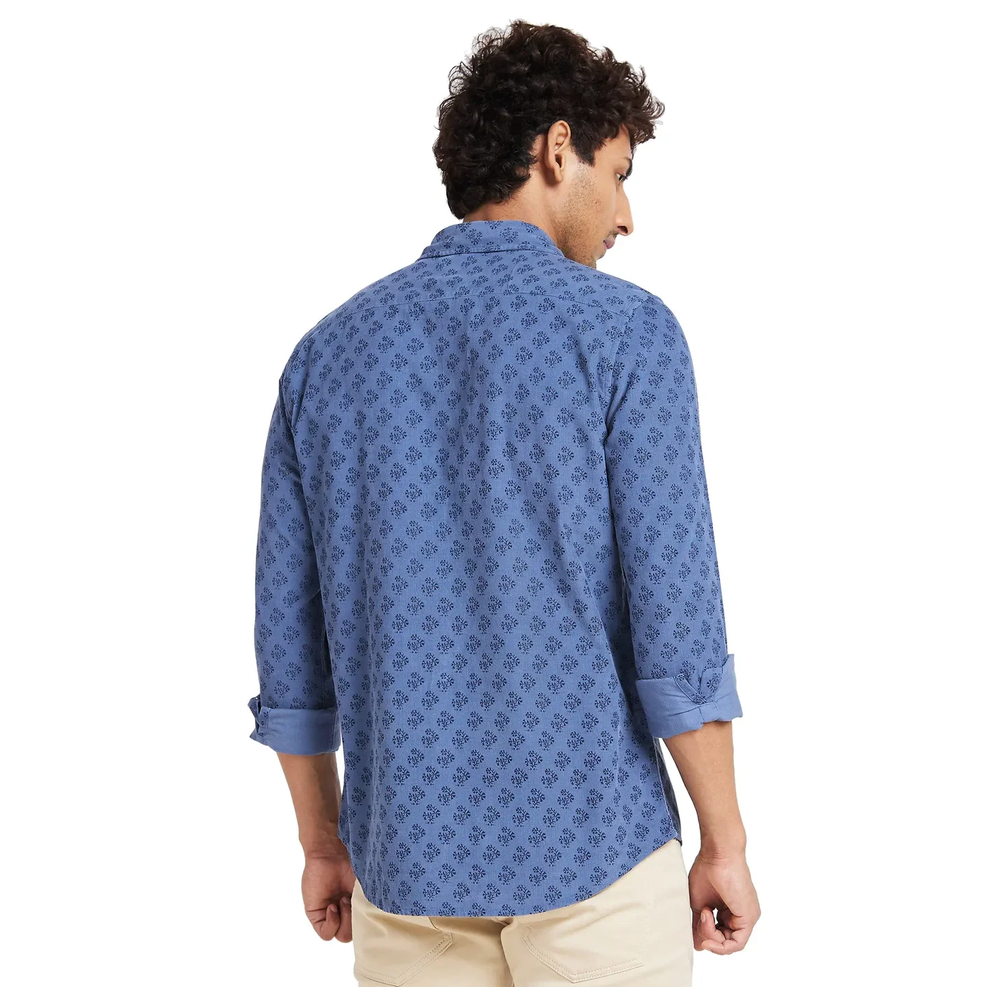 Blue Slim Fit Regular Collar Men's Shirt by Being Human Clothing - Image 4