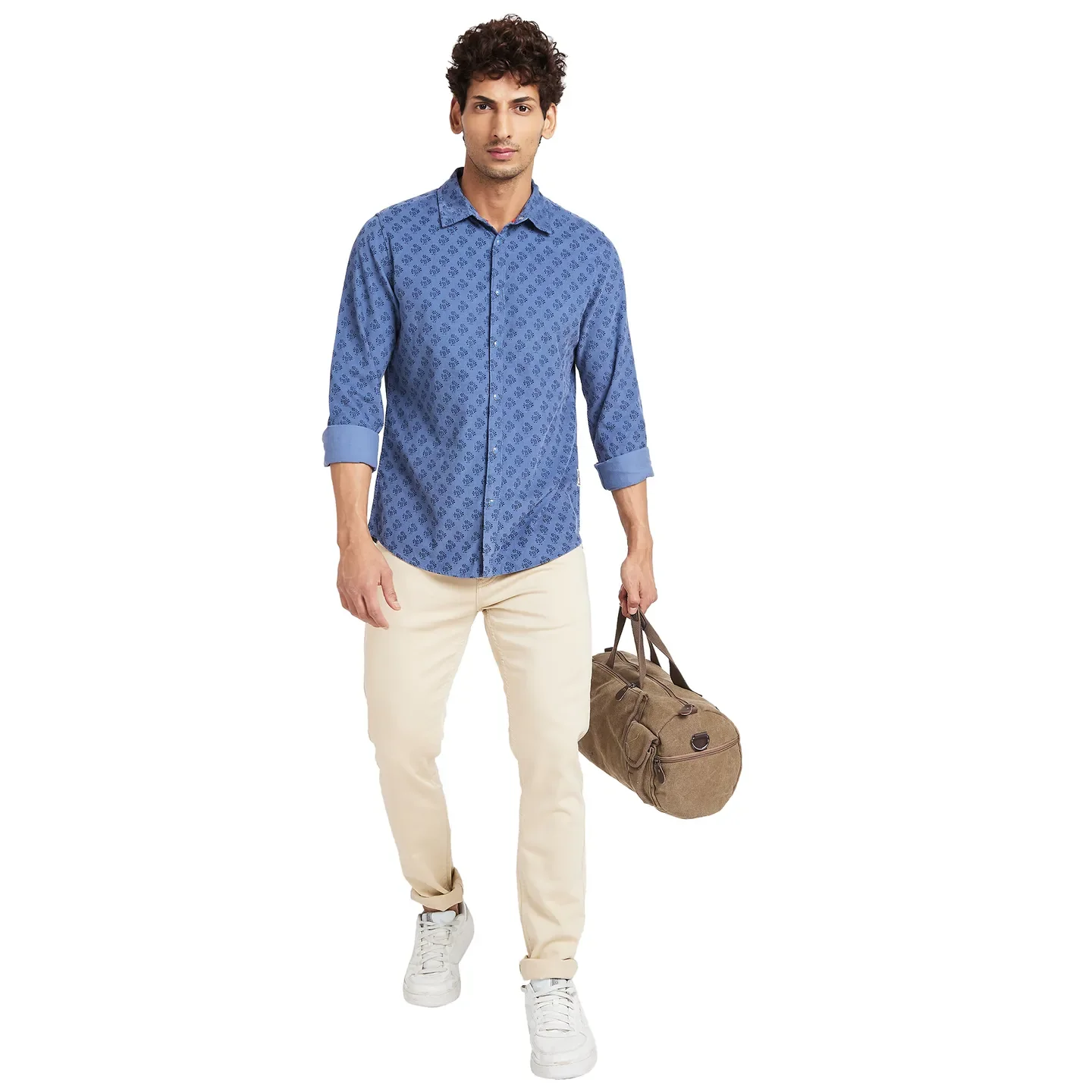 Blue Slim Fit Regular Collar Men's Shirt by Being Human Clothing - Image 6