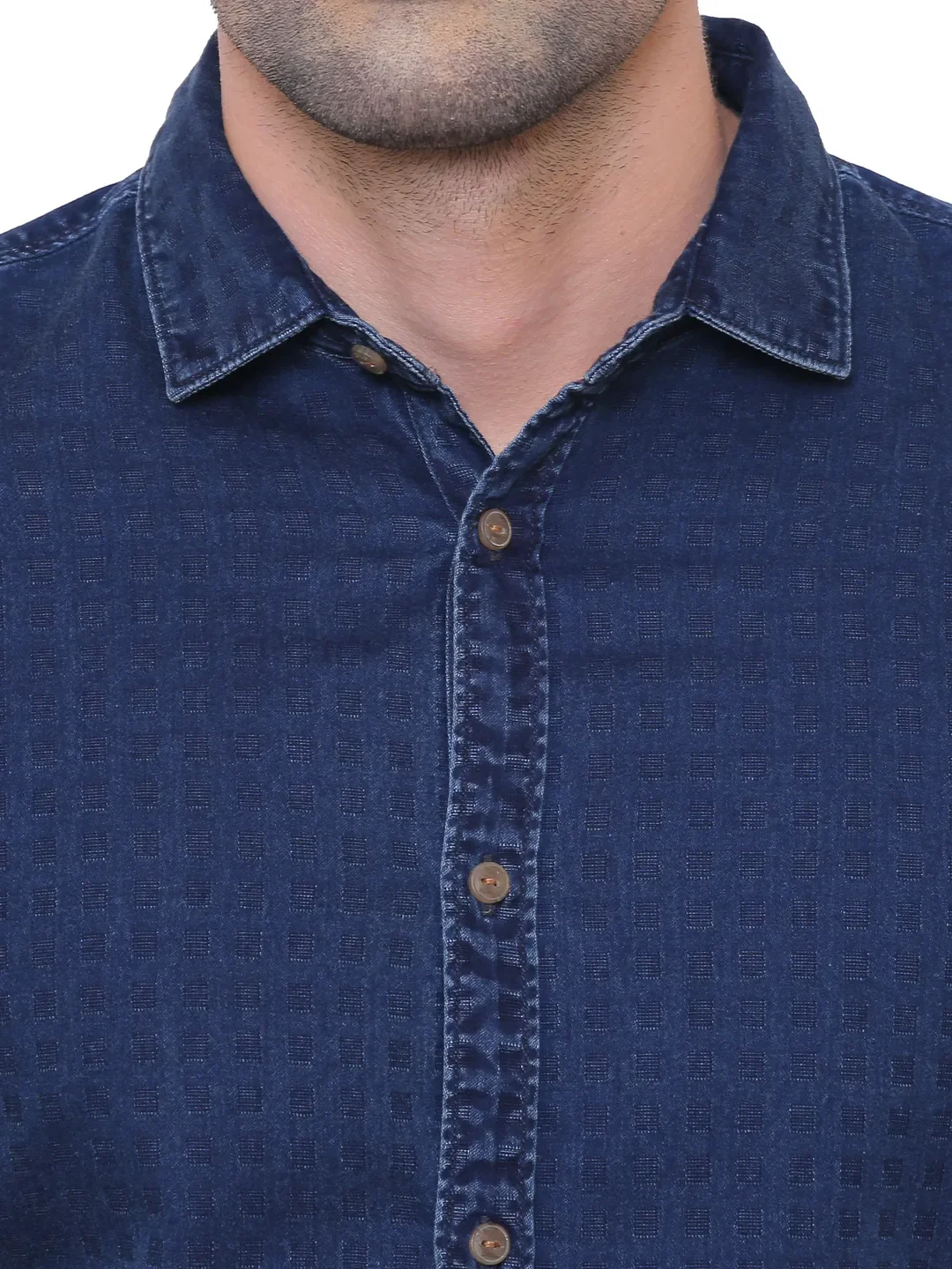 Blue Regular Fit Regular Collar Long Sleeves Cotton Men's Shirt by Being Human Clothing - Image 5