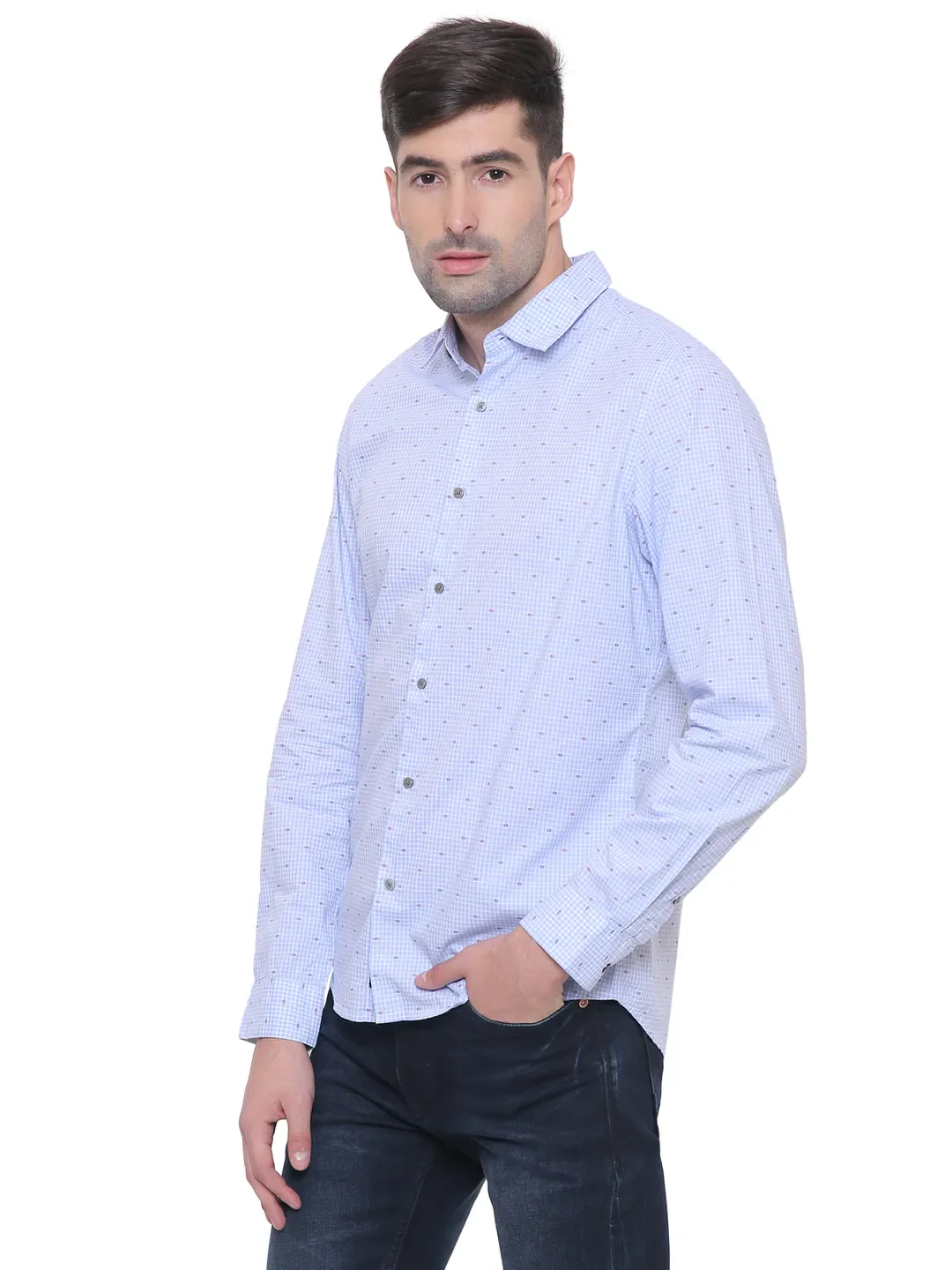 Blue Regular Fit Regular Collar Long Sleeves Cotton Men's Shirt by Being Human Clothing - Image 2