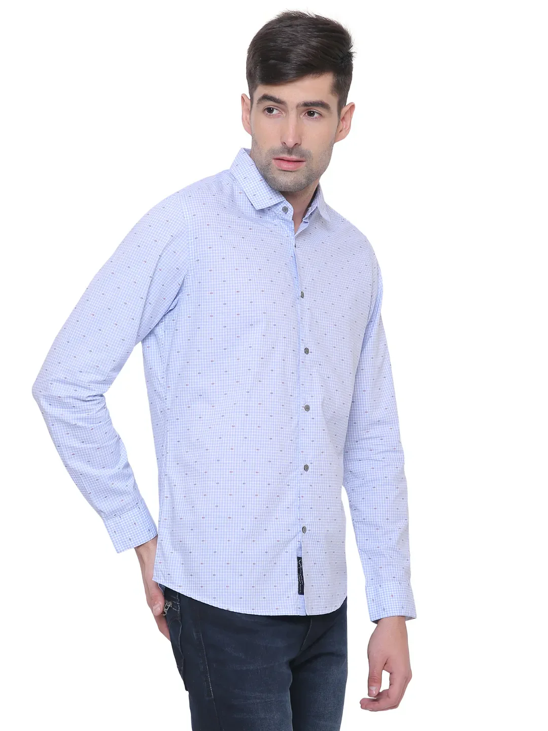 Blue Regular Fit Regular Collar Long Sleeves Cotton Men's Shirt by Being Human Clothing - Image 3