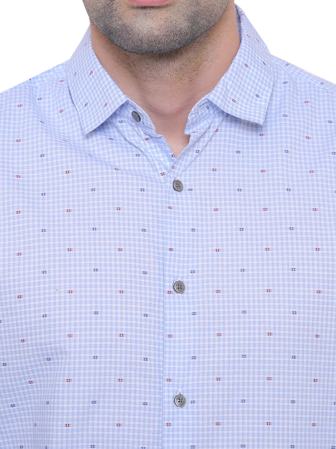 Blue Regular Fit Regular Collar Long Sleeves Cotton Men's Shirt by Being Human Clothing - Image 5