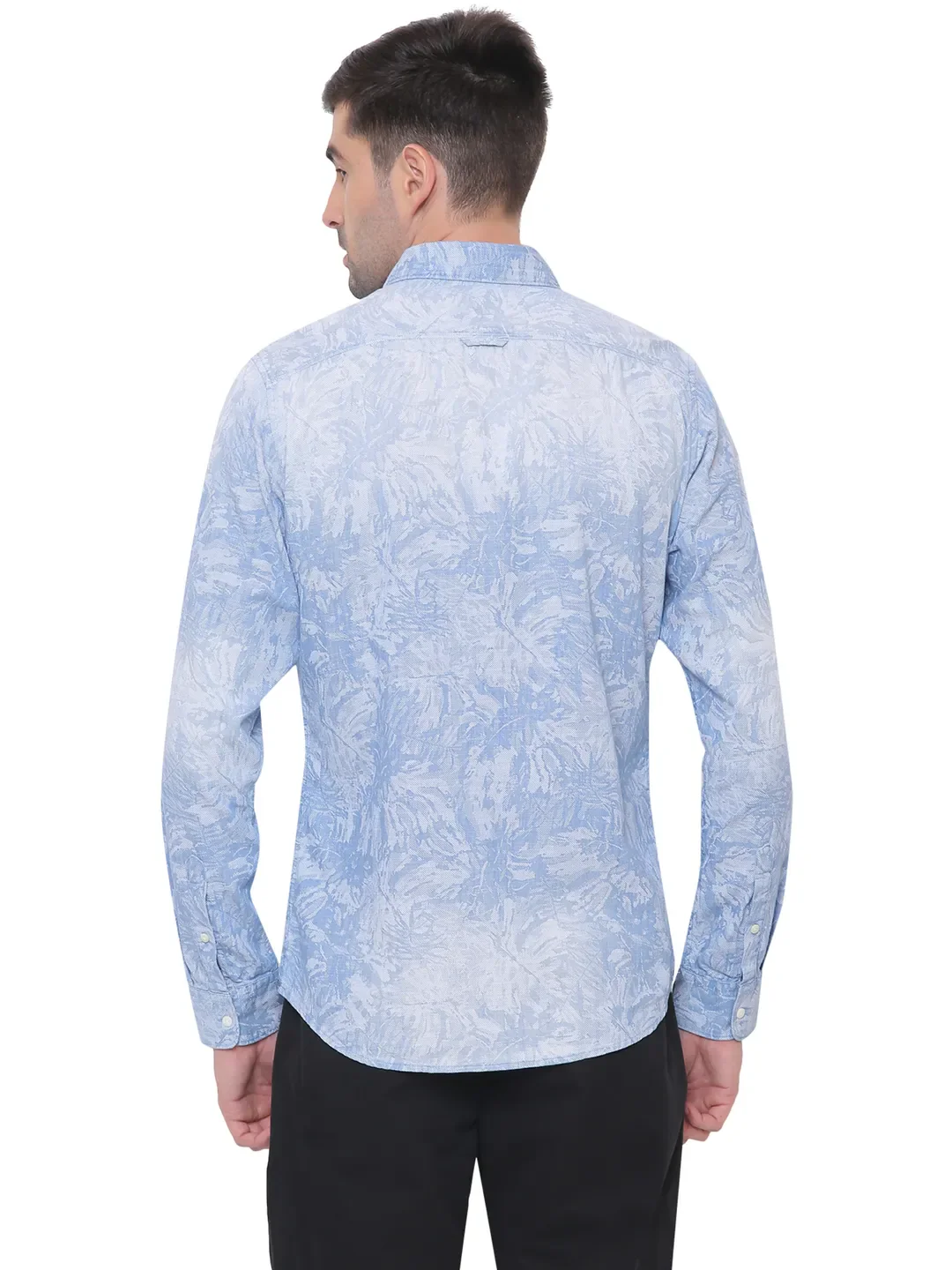 Blue Slim Straight Fit Regular Collar Long Sleeves Men's Shirt by Being Human Clothing - Image 2