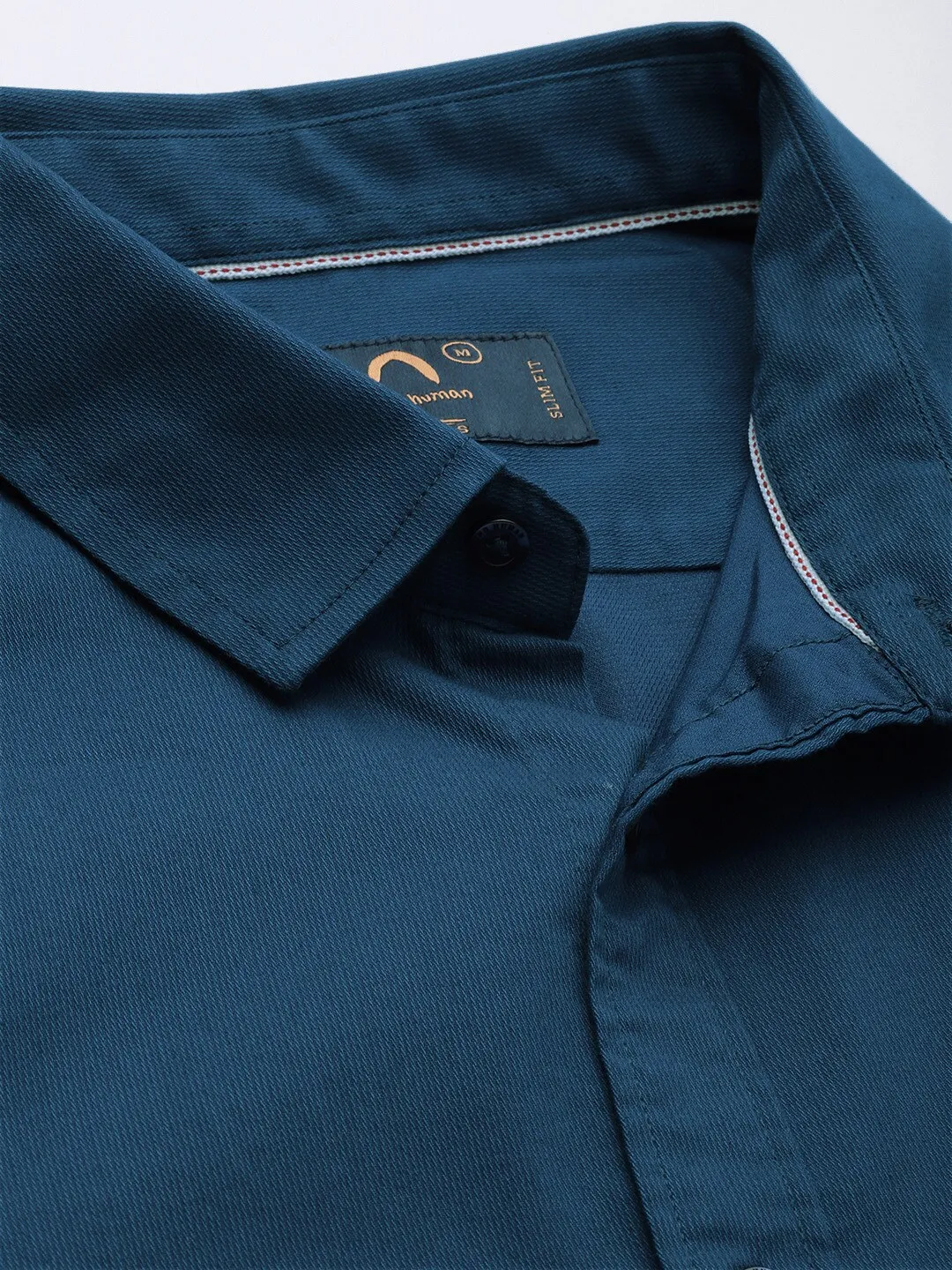 Blue Slim Straight Fit Regular Collar Long Sleeves Men's Shirt by Being Human Clothing - Image 5