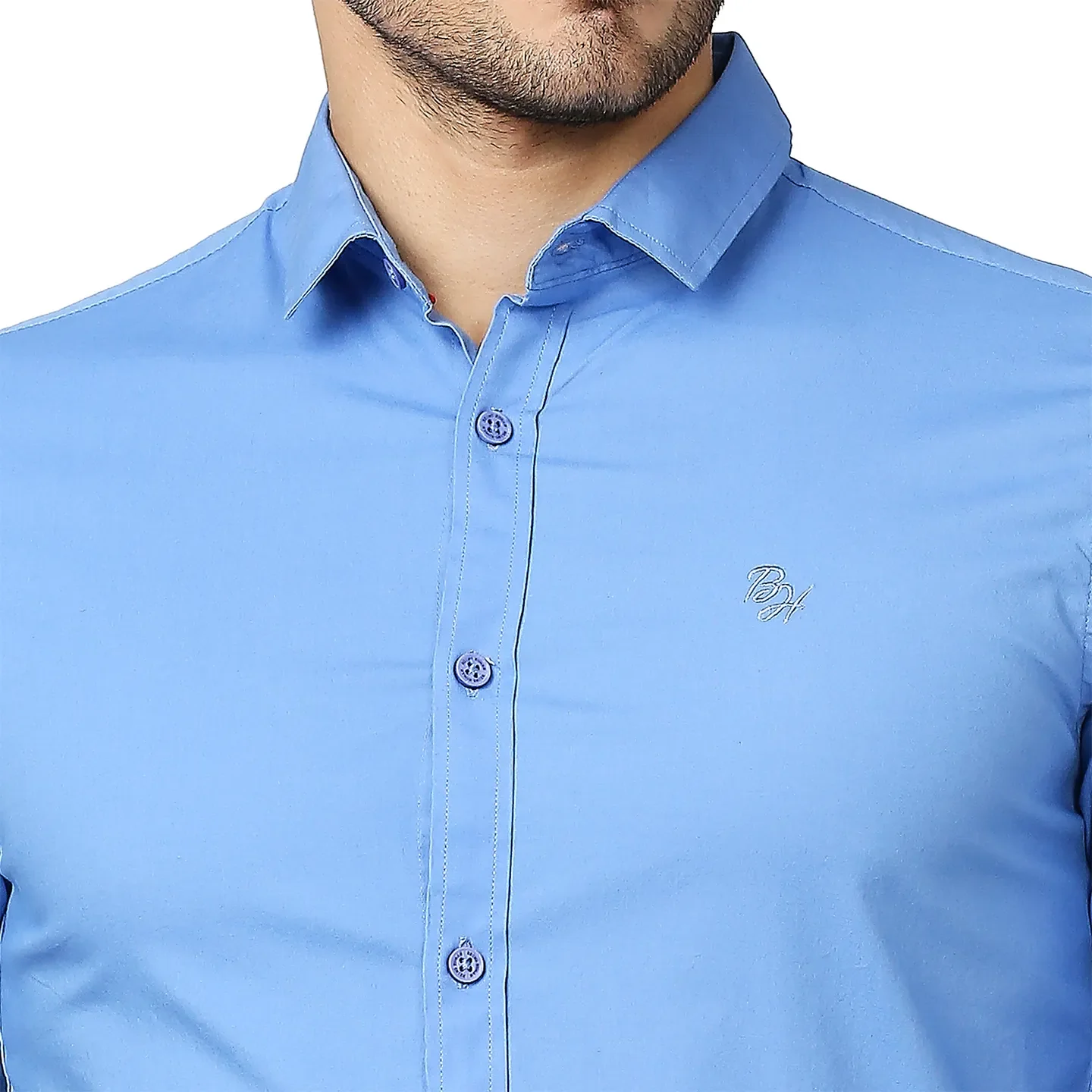 Blue Super Slim Fit Regular Collar Long Sleeves Men's Shirt by Being Human Clothing - Image 4