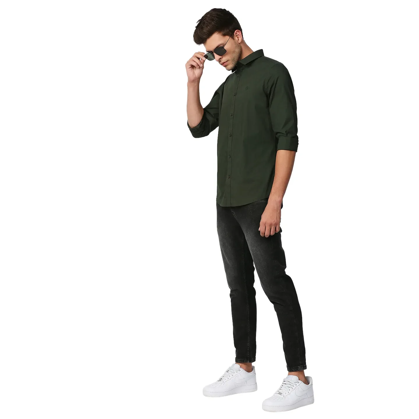 Green Super Slim Fit Regular Collar Long Sleeves Men's Shirt by Being Human Clothing - Image 6