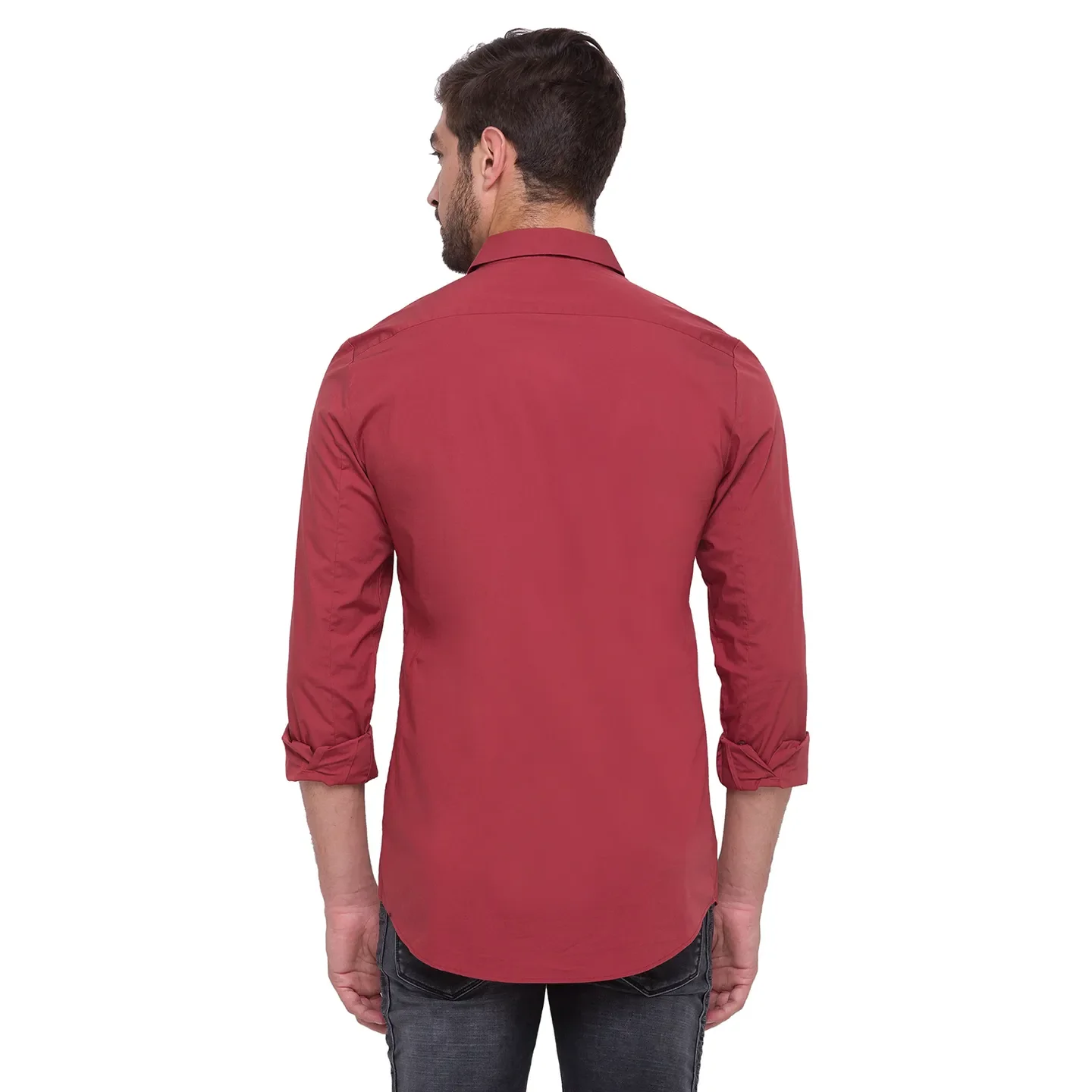 Orange Slim Straight Fit Regular Collar Long Sleeves Cotton Men's Shirt by Being Human Clothing - Image 2