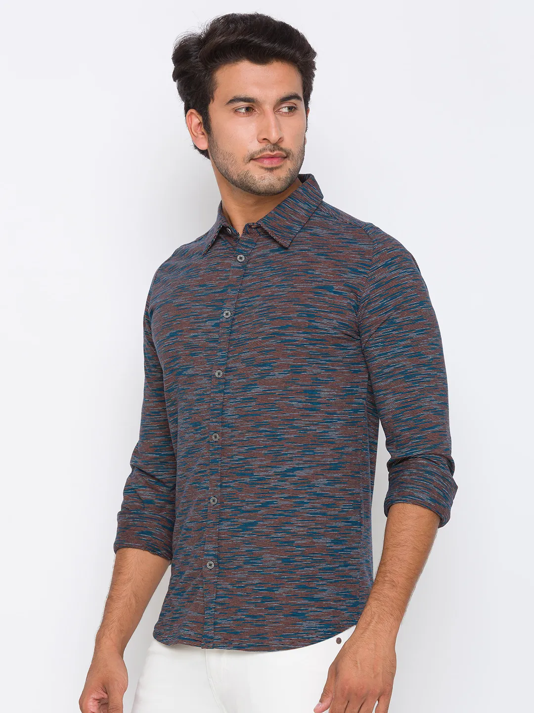 Brown Super Slim Fit Regular Collar Men's Shirt by Being Human Clothing - Image 2