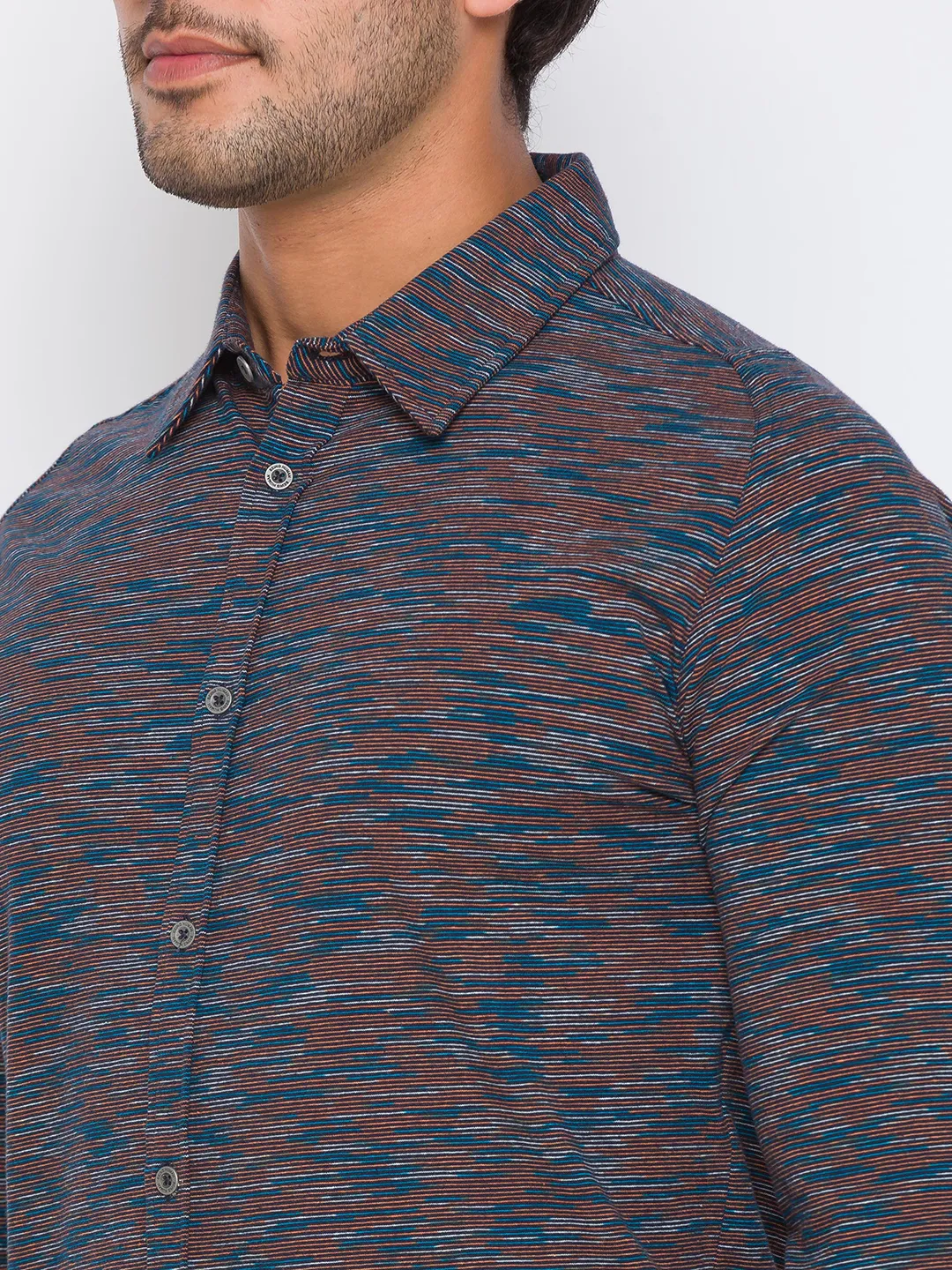 Brown Super Slim Fit Regular Collar Men's Shirt by Being Human Clothing - Image 4