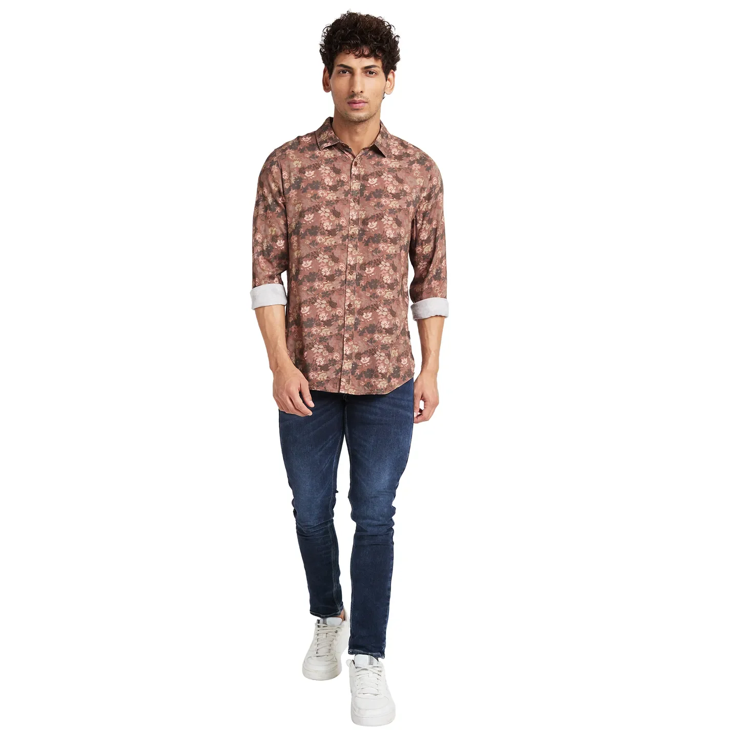 Brown Slim Fit Regular Collar Men's Shirt by Being Human Clothing - Image 2