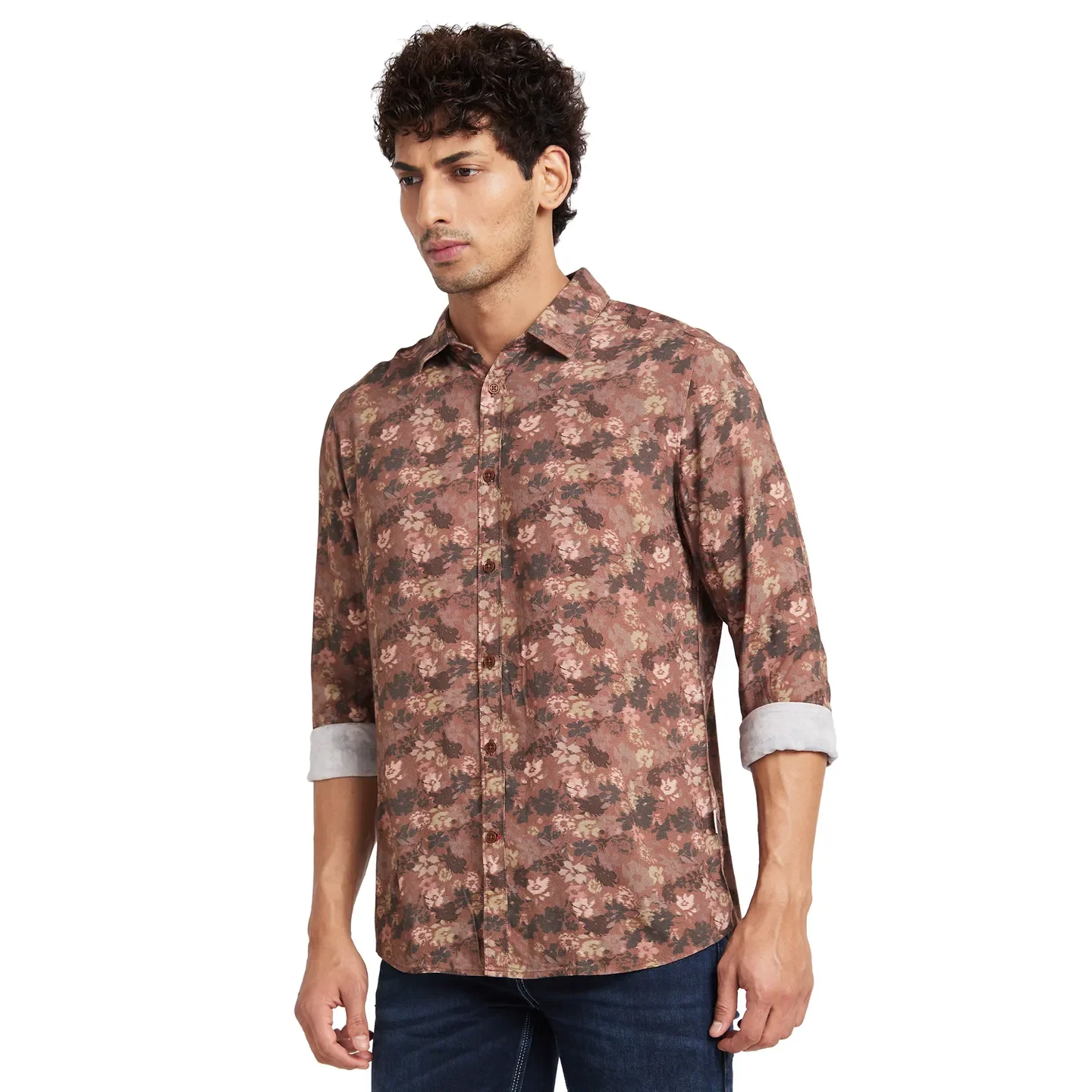 Brown Slim Fit Regular Collar Men's Shirt by Being Human Clothing - Image 3