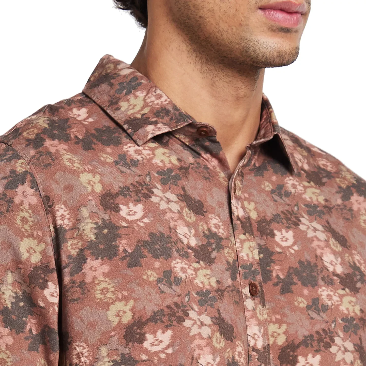 Brown Slim Fit Regular Collar Men's Shirt by Being Human Clothing - Image 5