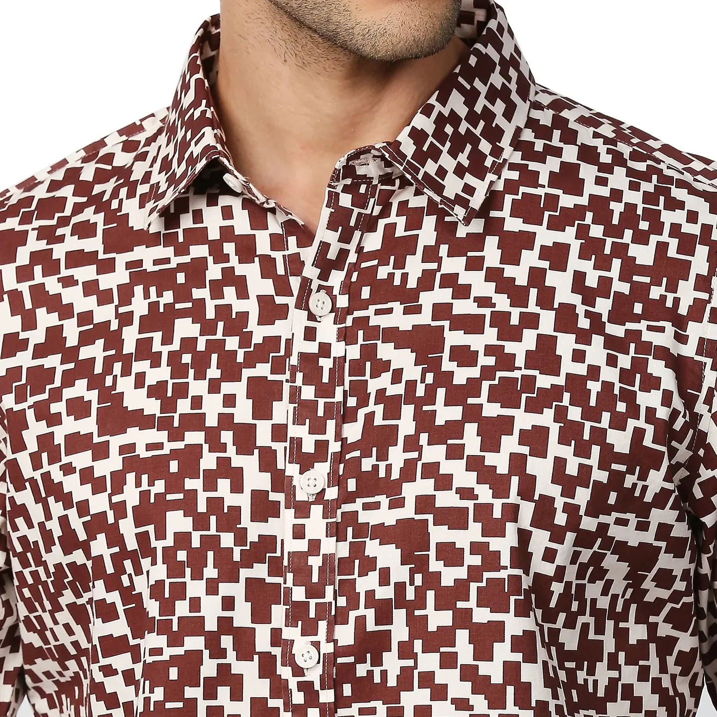 Brown Slim Straight Fit Regular Collar Long Sleeves Men's Shirt by Being Human Clothing - Image 5