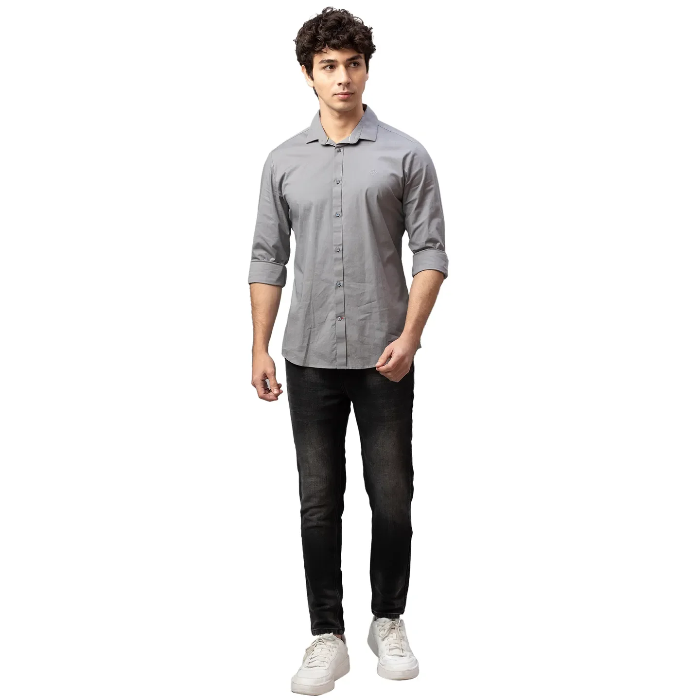 Grey Regular Fit Regular Collar Men's Shirt by Being Human Clothing - Image 2