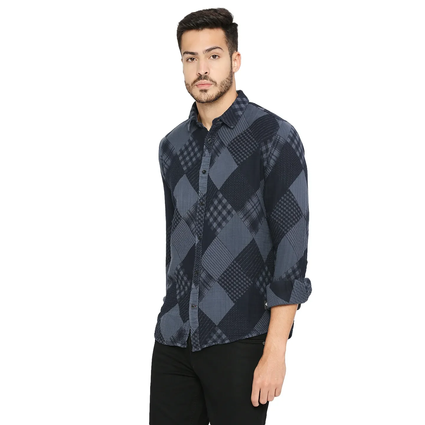 Grey Slim Fit Regular Collar Men's Shirt by Being Human Clothing - Image 2