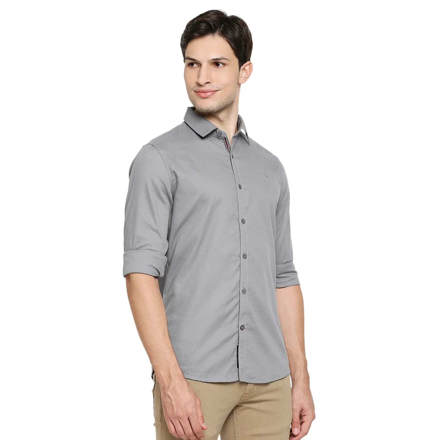 Grey Regular Fit Regular Collar Long Sleeves Cotton Men's Shirt by Being Human Clothing - Image 3