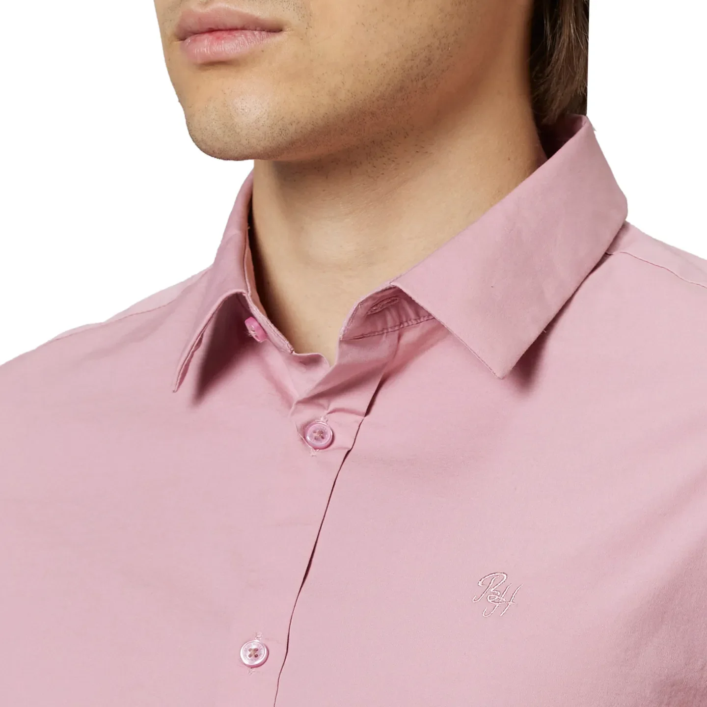 Dusty Pink Super Slim Fit Regular Collar Men's Shirt by Being Human Clothing - Image 4