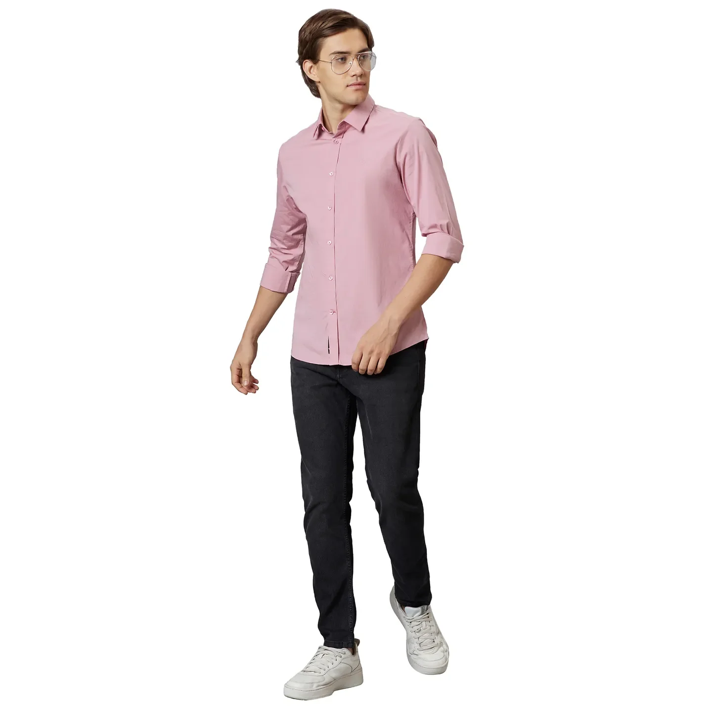 Dusty Pink Super Slim Fit Regular Collar Men's Shirt by Being Human Clothing - Image 5