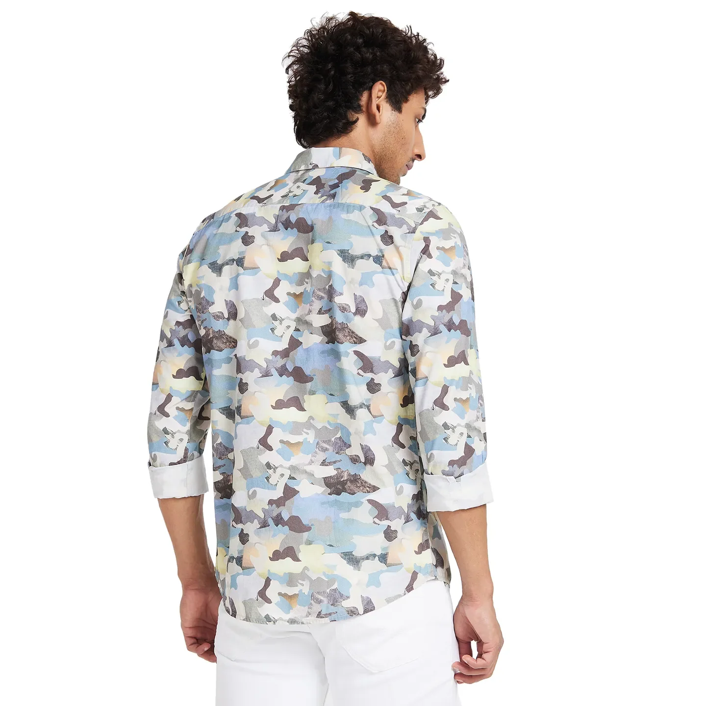Beige Slim Fit Regular Collar Men's Shirt by Being Human Clothing - Image 4