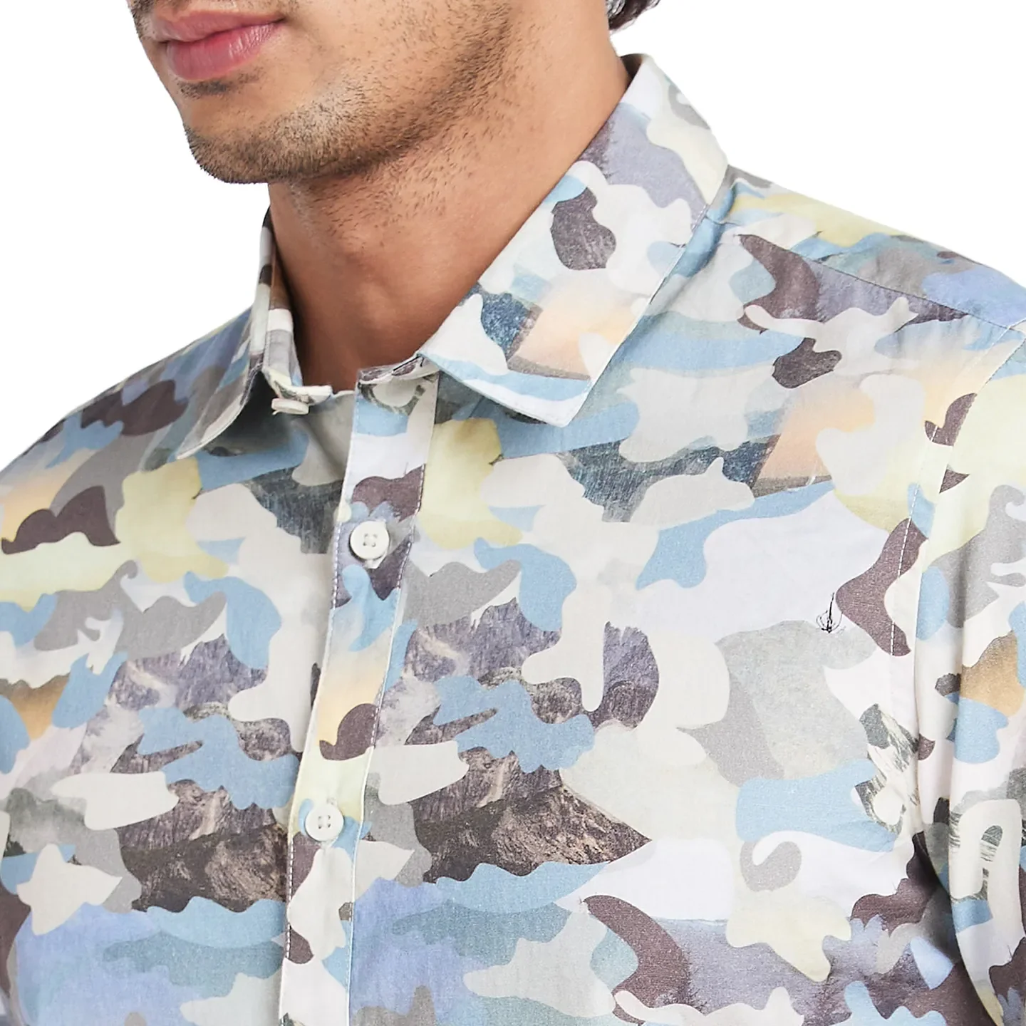 Beige Slim Fit Regular Collar Men's Shirt by Being Human Clothing - Image 5