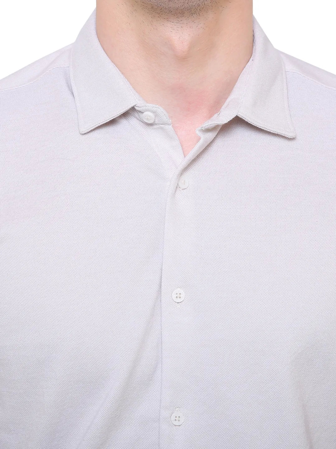 Beige Slim Straight Fit Regular Collar Short Sleeves Men's Shirt by Being Human Clothing - Image 6