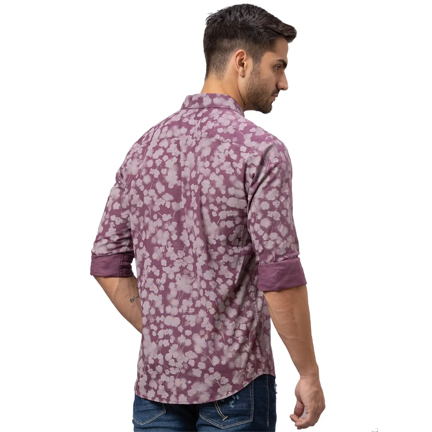 Purple Slim Fit Regular Collar Men's Shirt by Being Human Clothing - Image 3