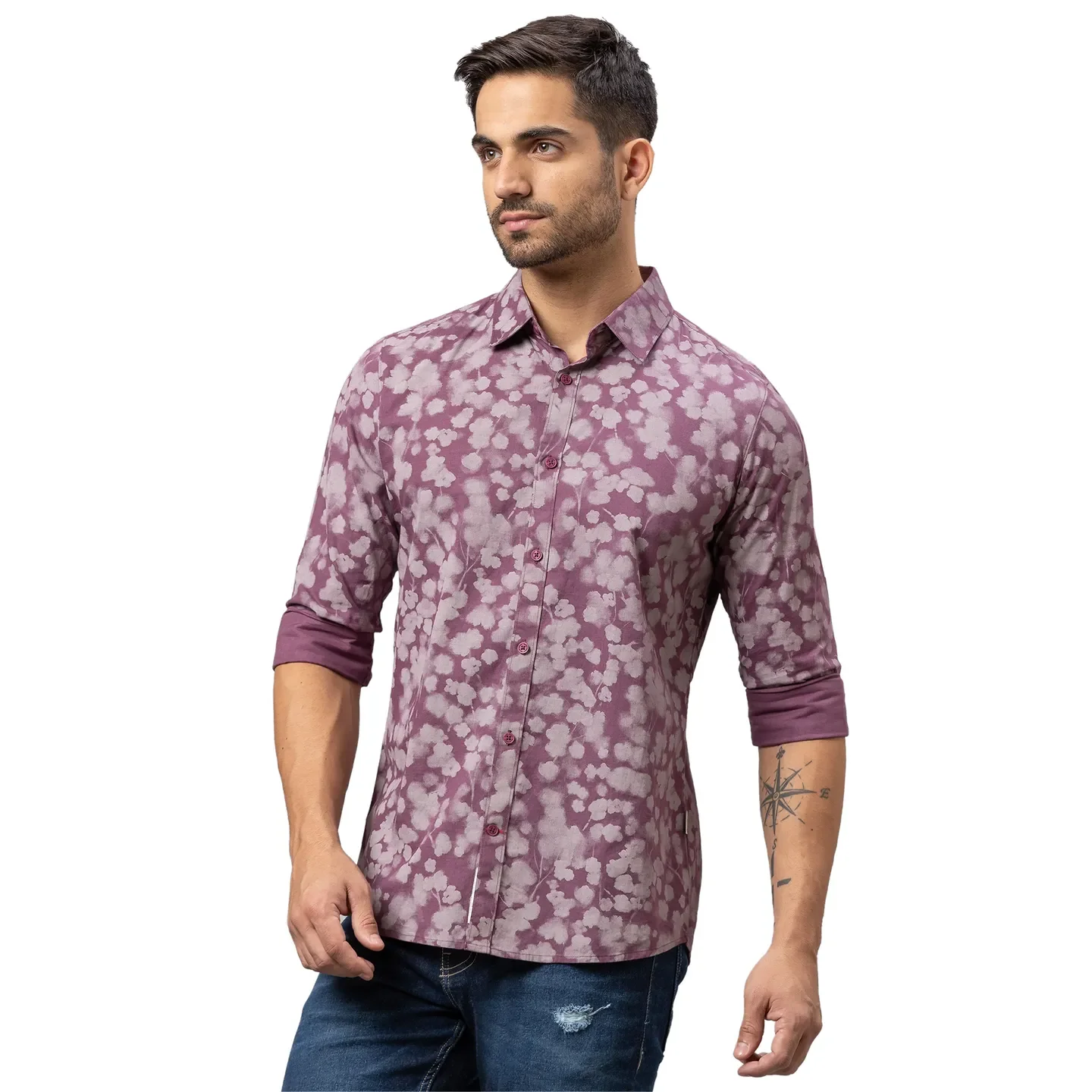 Purple Slim Fit Regular Collar Men's Shirt by Being Human Clothing - Image 4