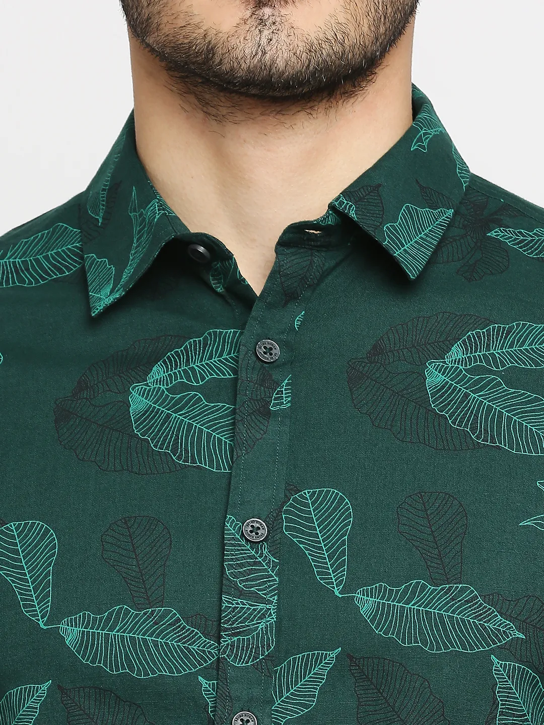 Green Slim Straight Fit Men's Long Sleeves Shirt by Being Human Clothing - Image 5