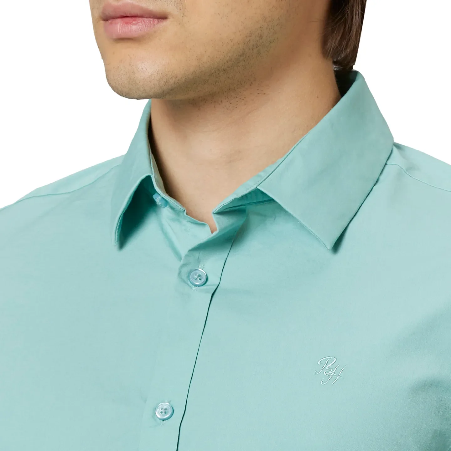 Green Super Slim Fit Regular Collar Men's Shirt by Being Human Clothing - Image 4