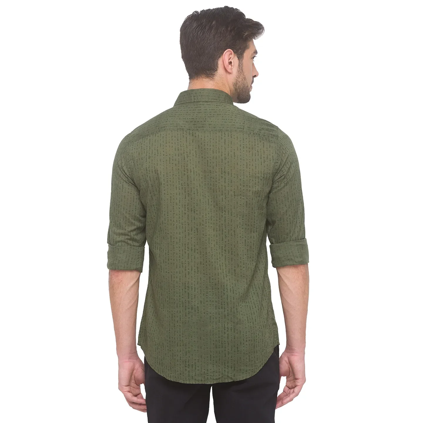 Green Slim Straight Fit Men's Long Sleeves Shirt by Being Human Clothing - Image 2