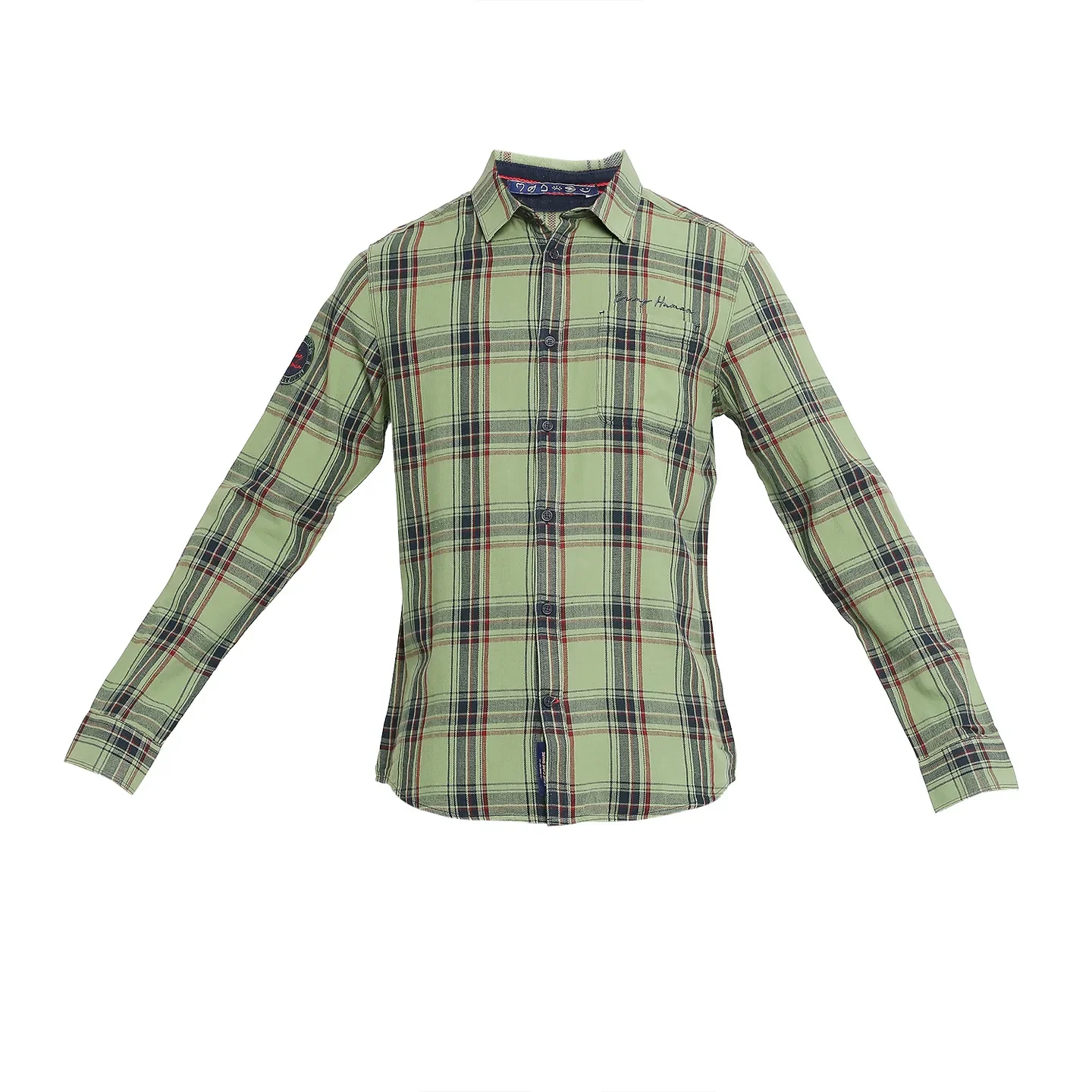 Green Slim Fit Regular Collar Men's Shirt by Being Human Clothing - Image 7