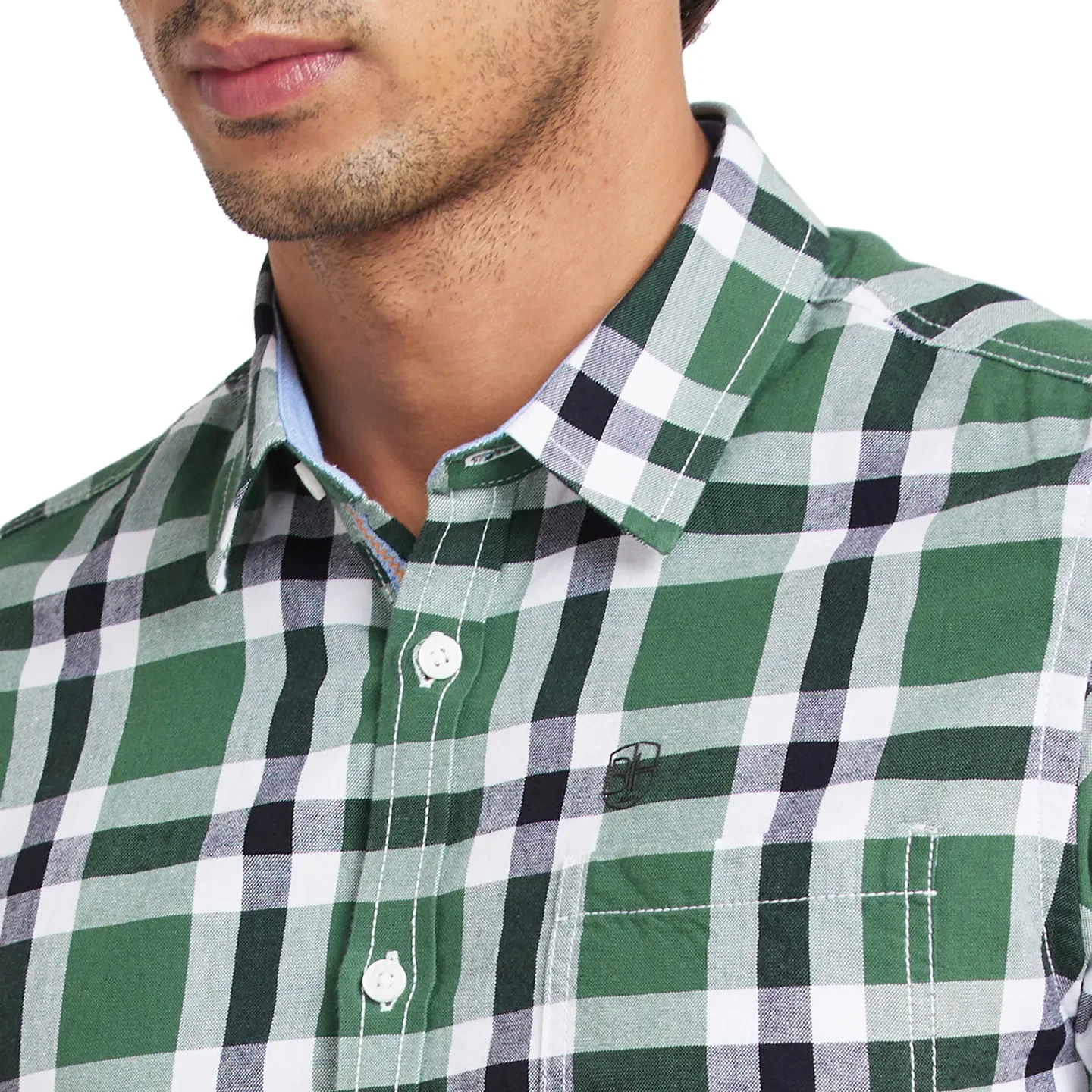 Green Slim Straight Fit Regular Collar Long Sleeves Men's Shirt by Being Human Clothing - Image 5