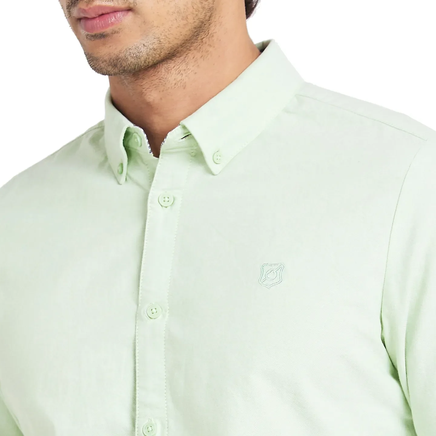 Green Slim Straight Fit Regular Collar Long Sleeves Men's Shirt by Being Human Clothing - Image 5