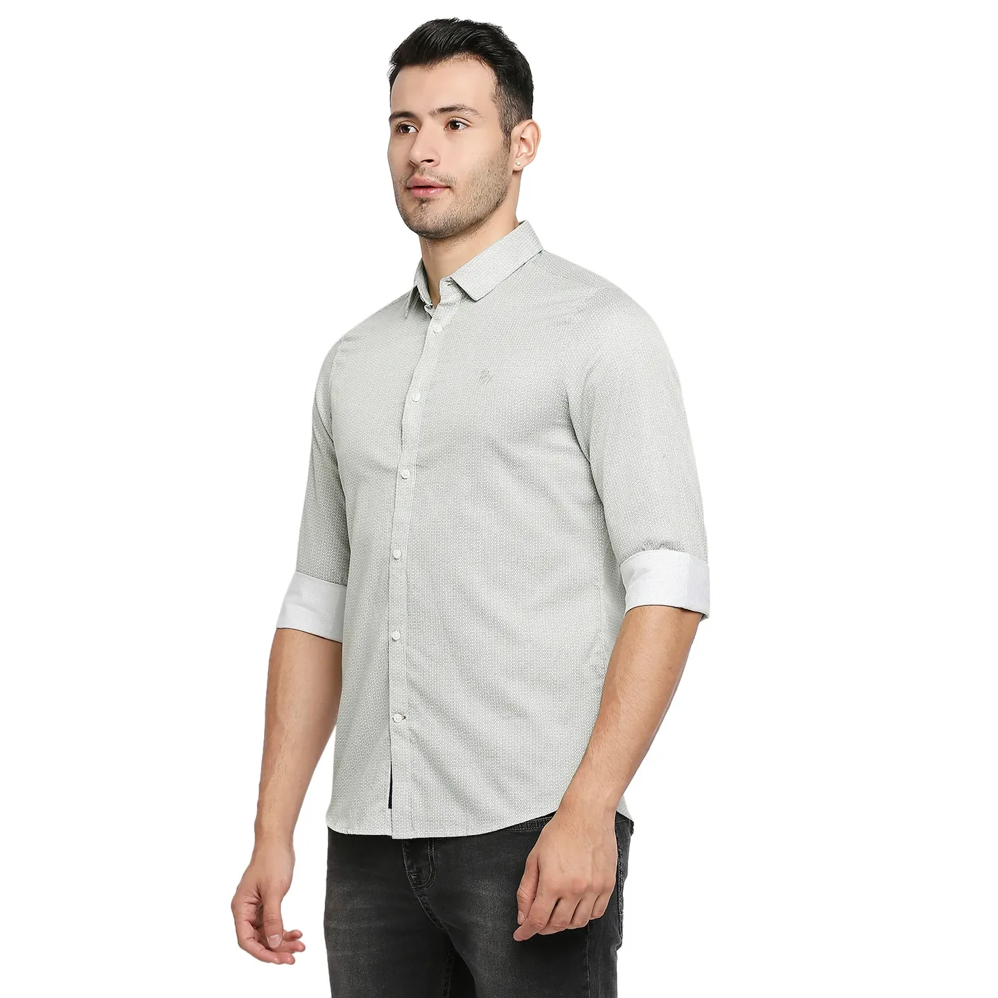 Green Slim Straight Fit Regular Collar Long Sleeves Men's Shirt by Being Human Clothing - Image 2