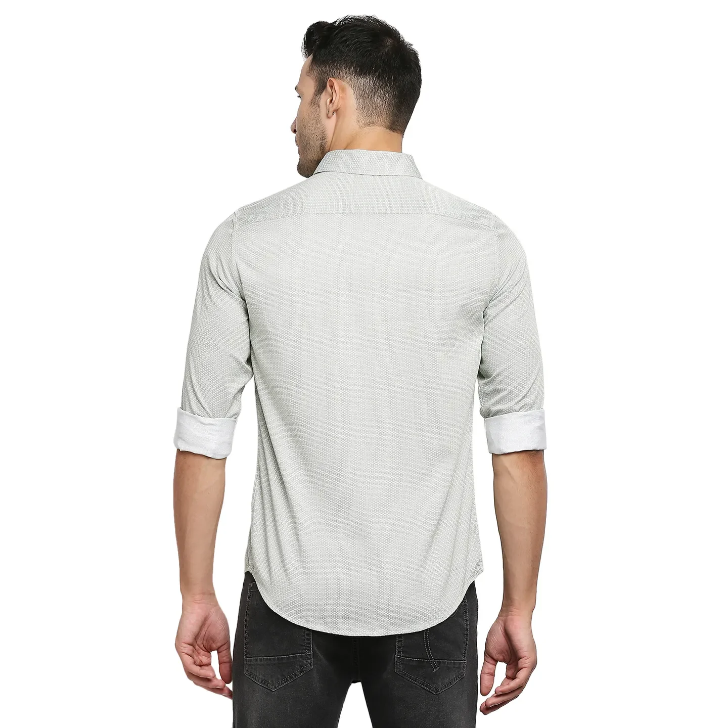 Green Slim Straight Fit Regular Collar Long Sleeves Men's Shirt by Being Human Clothing - Image 4