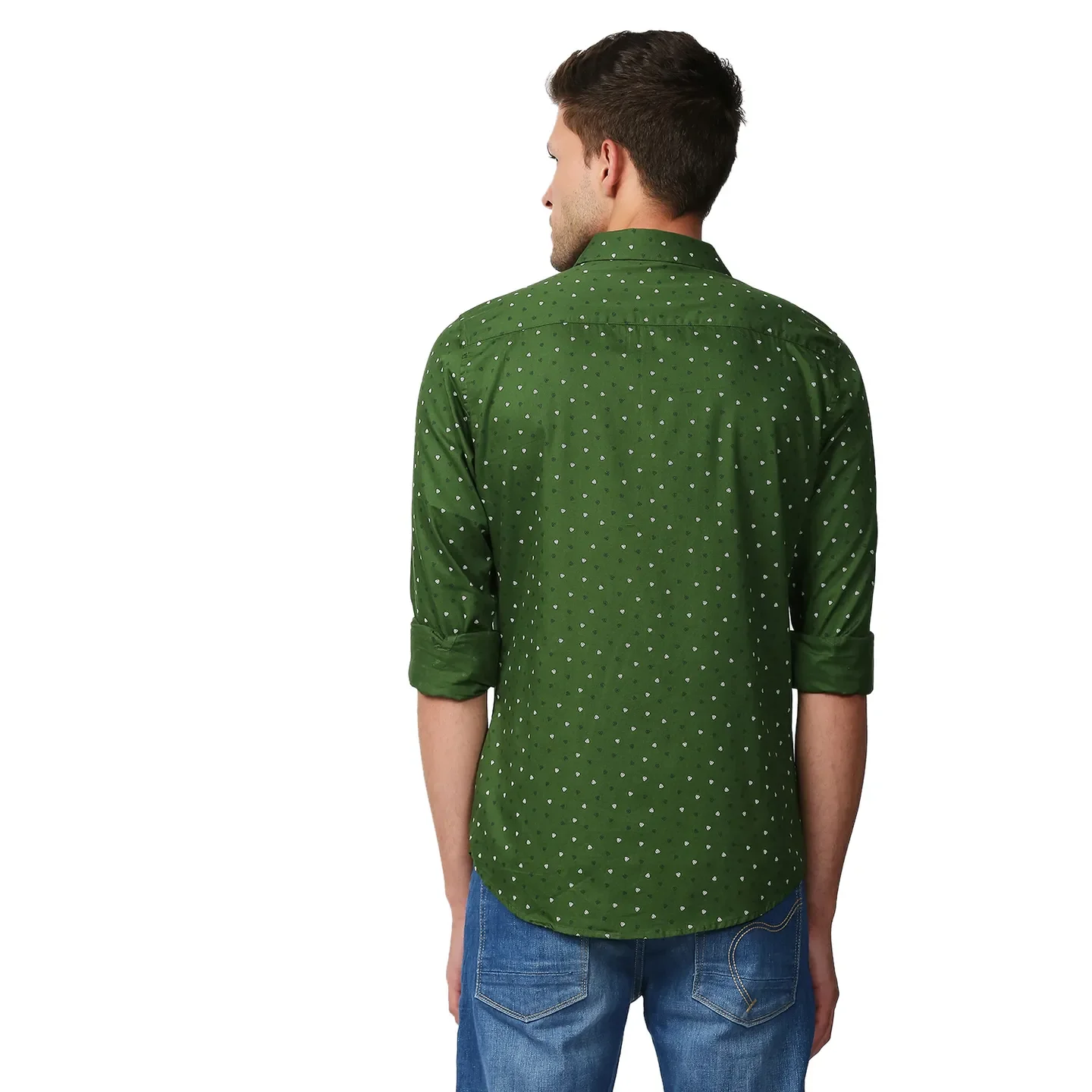 Green Slim Straight Fit Regular Collar Long Sleeves Men's Shirt by Being Human Clothing - Image 4